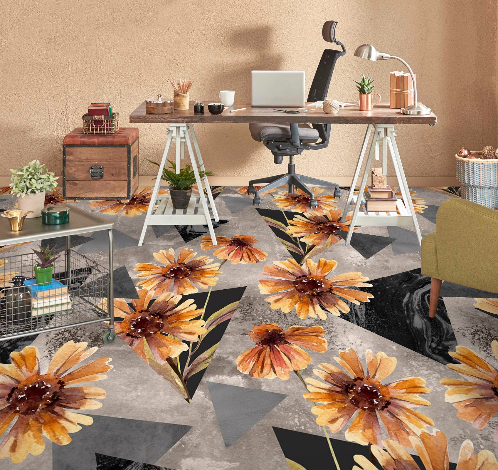 3D Chrysanthemum Painting 584 Floor Mural  Wallpaper Murals Rug & Mat Print Epoxy waterproof bath floor