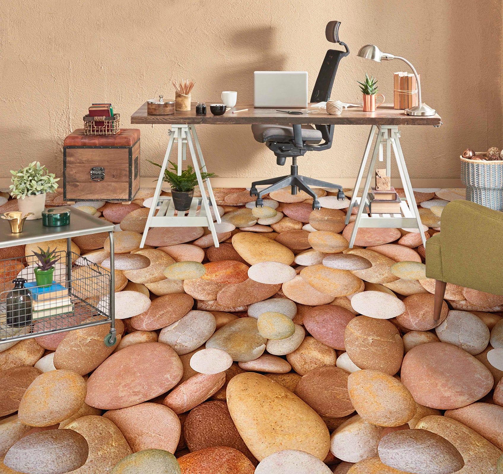 3D Warm Cobblestone Colors 1071 Floor Mural  Wallpaper Murals Self-Adhesive Removable Print Epoxy