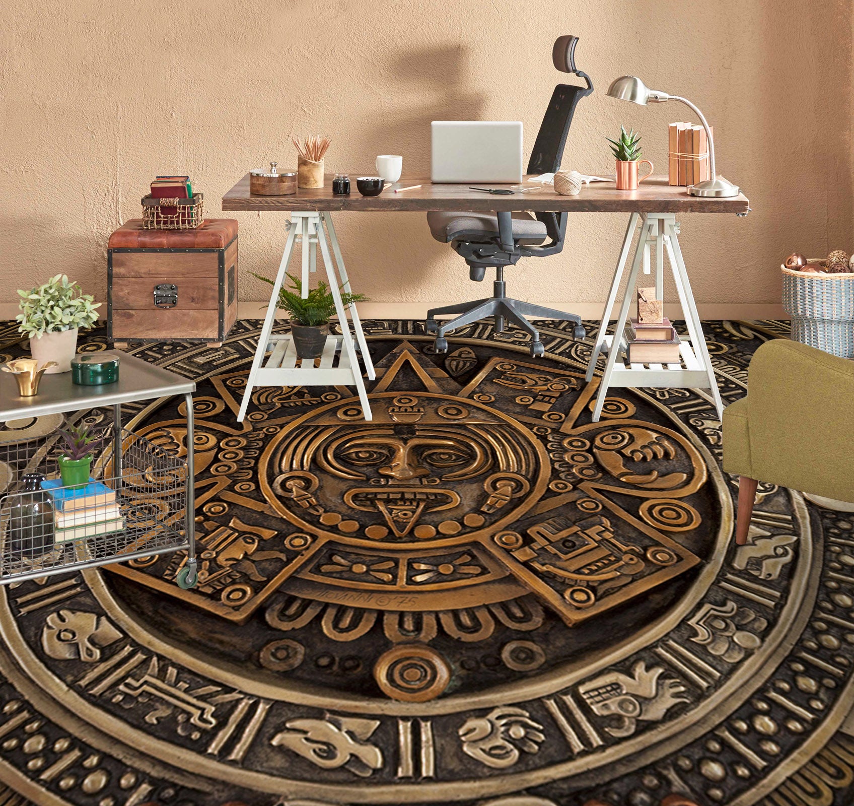 3D Metal Carving Pattern 1452 Floor Mural  Wallpaper Murals Self-Adhesive Removable Print Epoxy