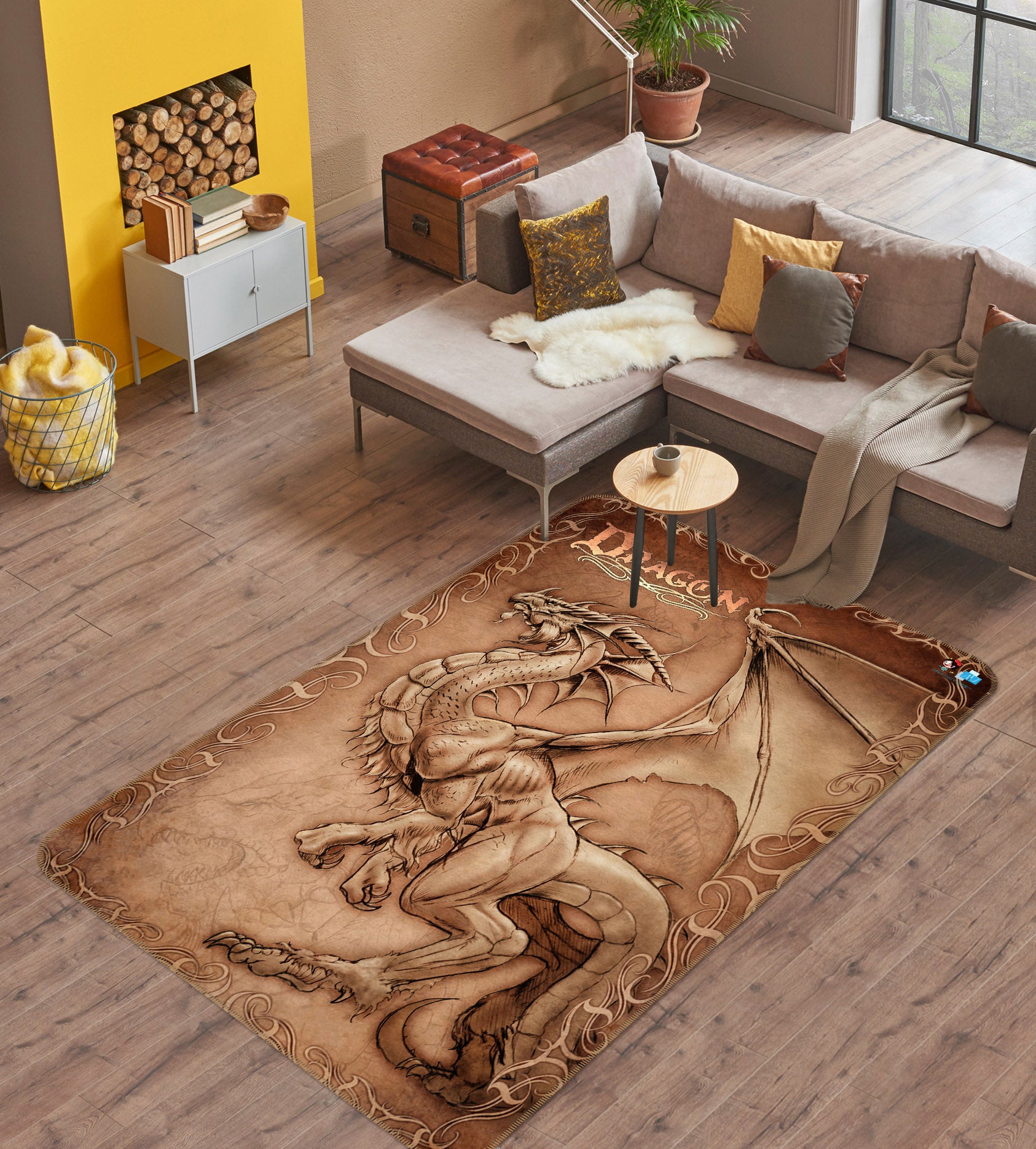 3D Dragon 4137 Tom Wood Rug Non Slip Rug Mat