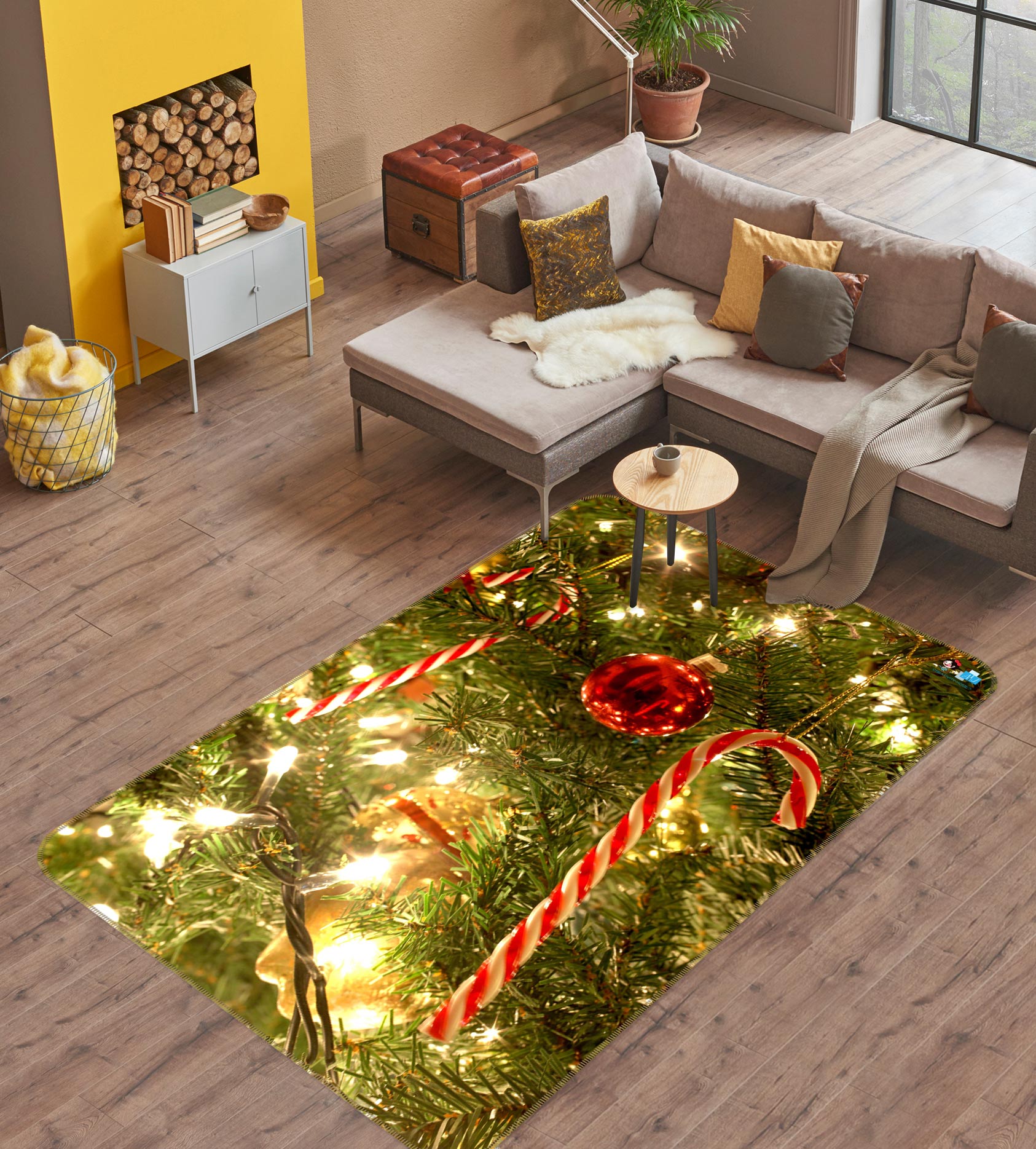 3D Tree Crutch 56195 Christmas Non Slip Rug Mat Xmas