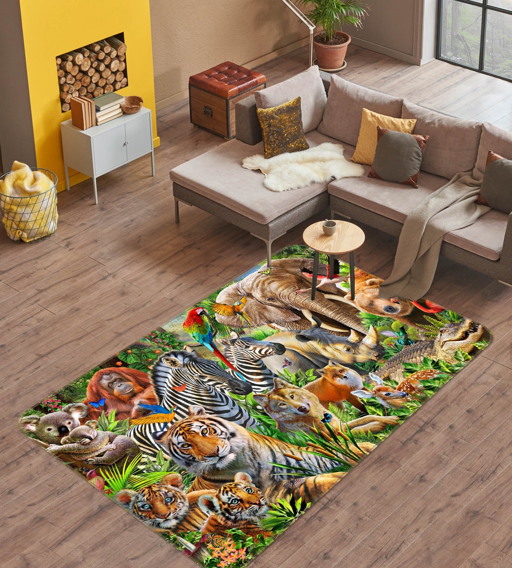 3D Animal World 1075 Adrian Chesterman Rug Non Slip Rug Mat Mat AJ Creativity Home 