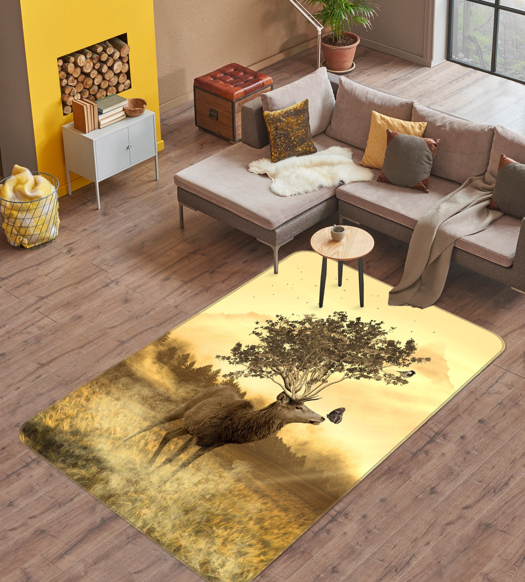 3D Butterfly Fawn 161 Animal Non Slip Rug Mat