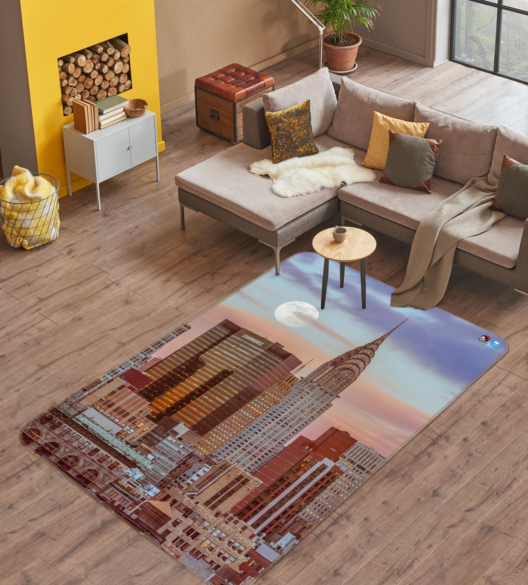 3D Moon Building 6797 Assaf Frank Rug Non Slip Rug Mat