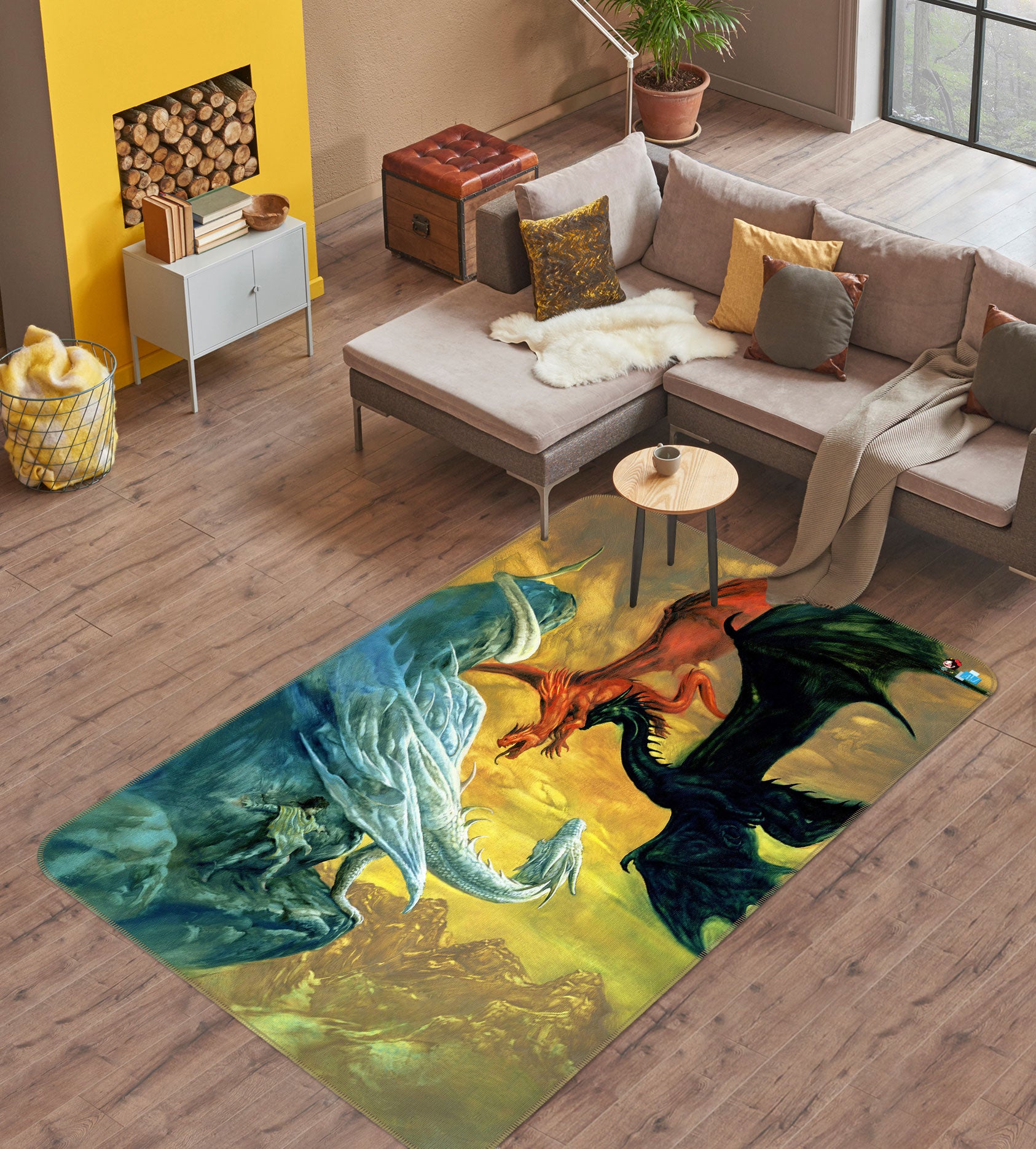 3D Black White Red Dragon 6030 Ciruelo Rug Non Slip Rug Mat