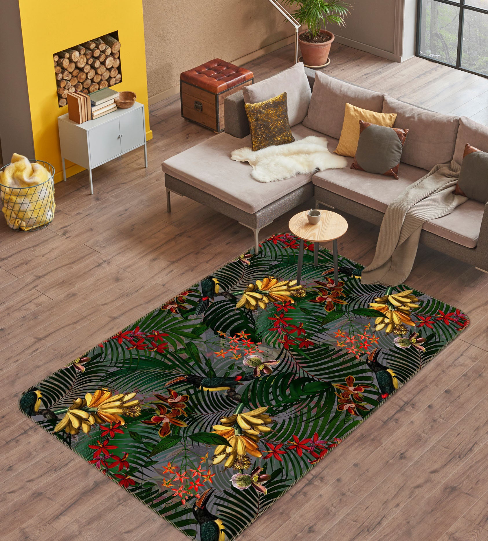 3D Flowers Leaves 107 Uta Naumann Rug Non Slip Rug Mat