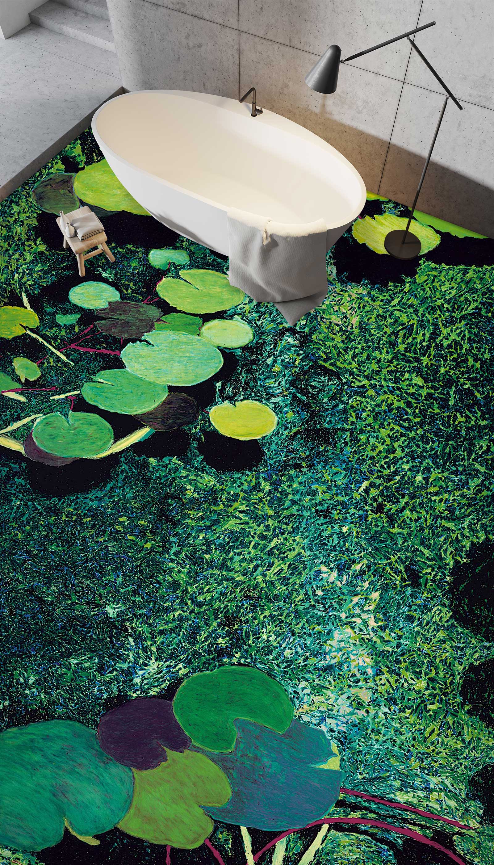 3D Green Lotus Pond 96120 Allan P. Friedlander Floor Mural  Wallpaper Murals Self-Adhesive Removable Print Epoxy