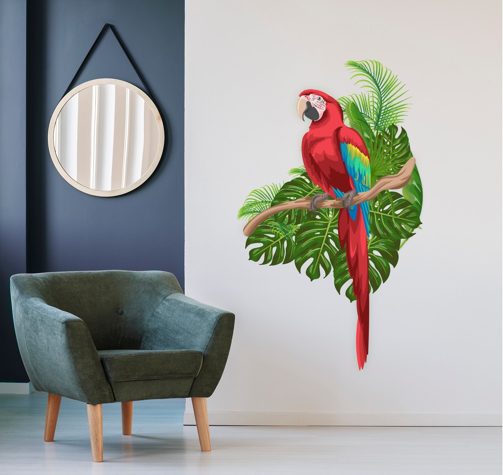 3D Parrot Leaf 103 Wall Stickers Wallpaper AJ Wallpaper 