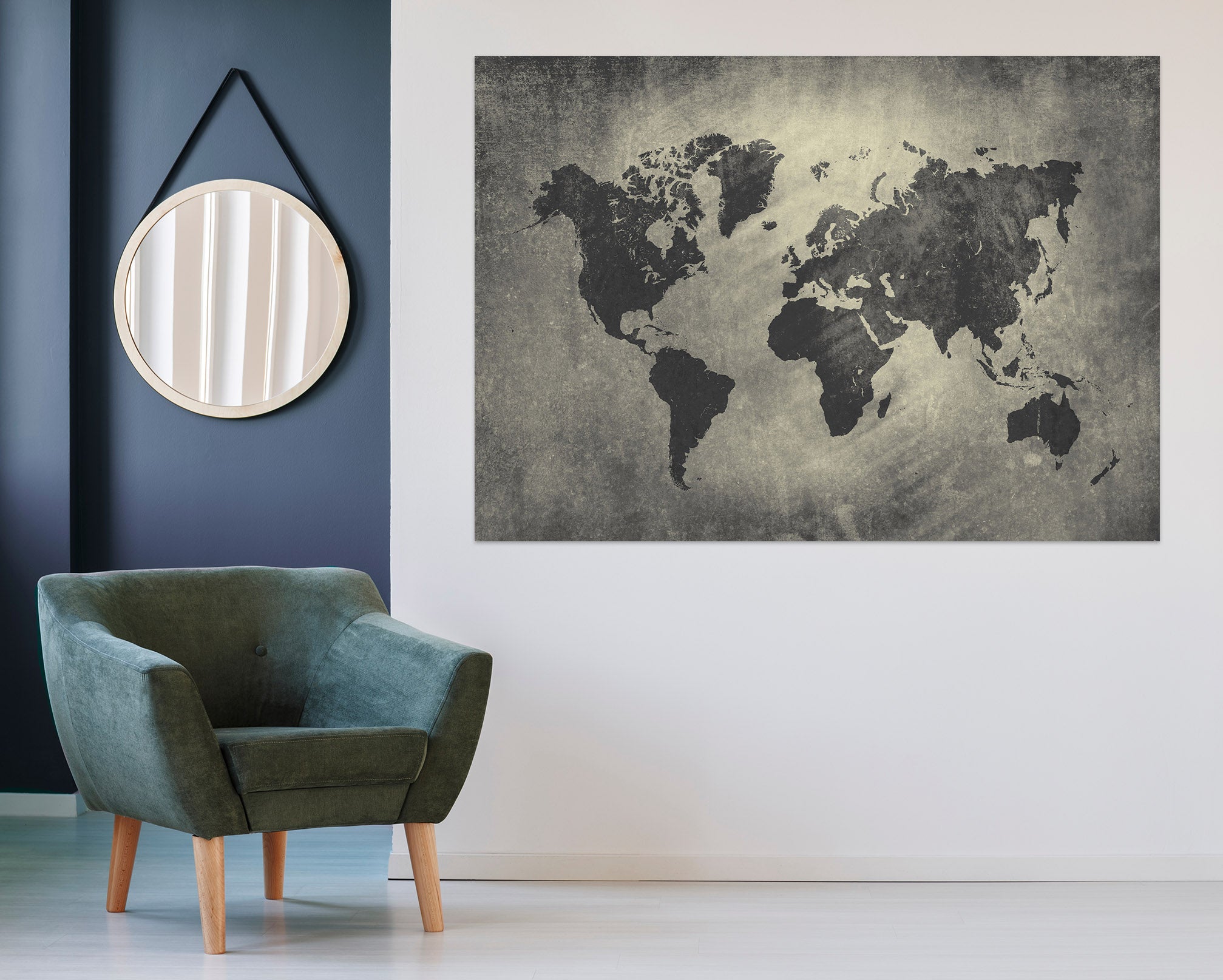 3D Black Pattern 131 World Map Wall Sticker