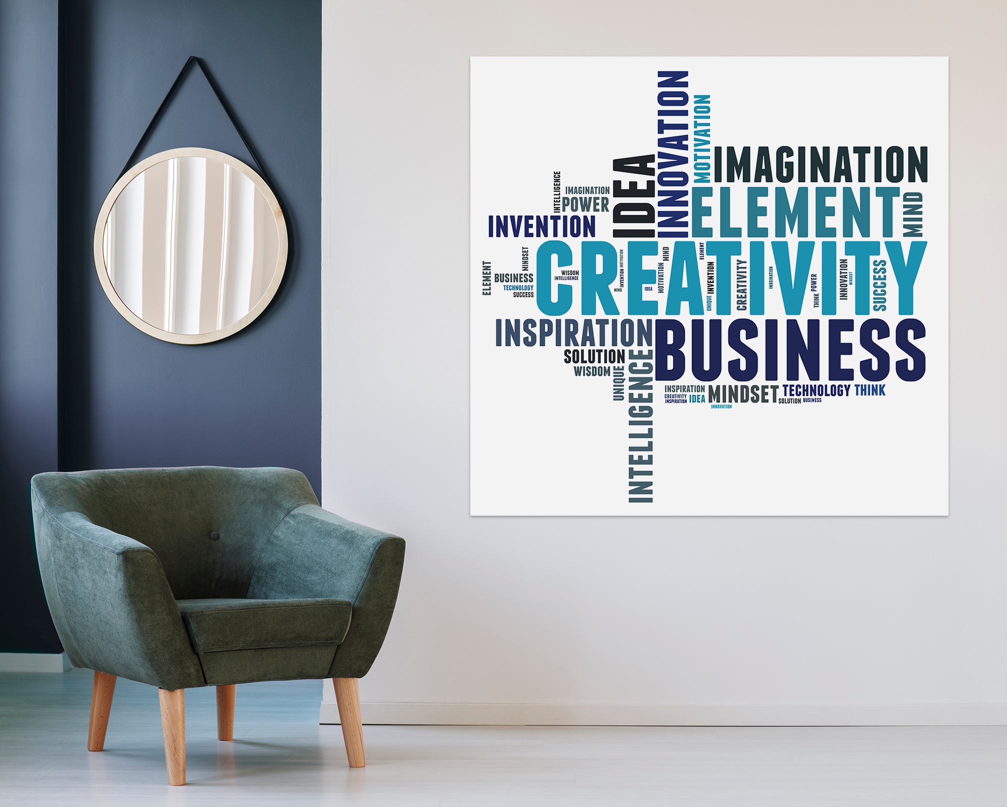 3D Blue Word Map 1072 Wall Sticker