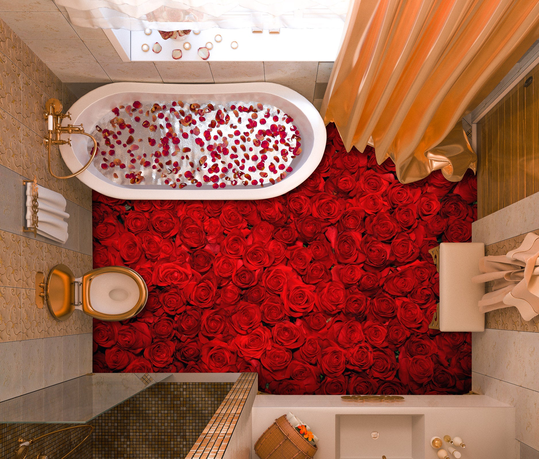 3D Dense Crimson Roses 299 Floor Mural  Wallpaper Murals Rug & Mat Print Epoxy waterproof bath floor