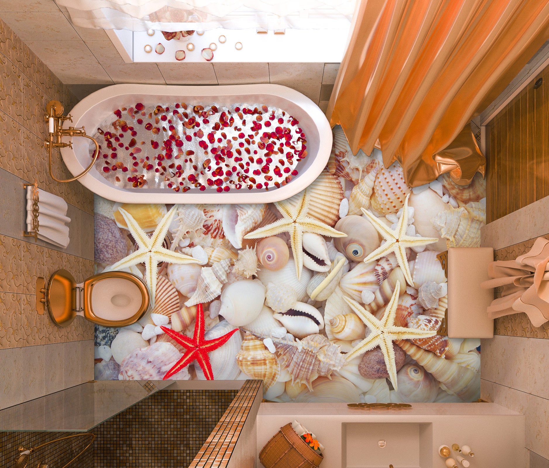 3D Happy Starfish 406 Floor Mural  Wallpaper Murals Rug & Mat Print Epoxy waterproof bath floor