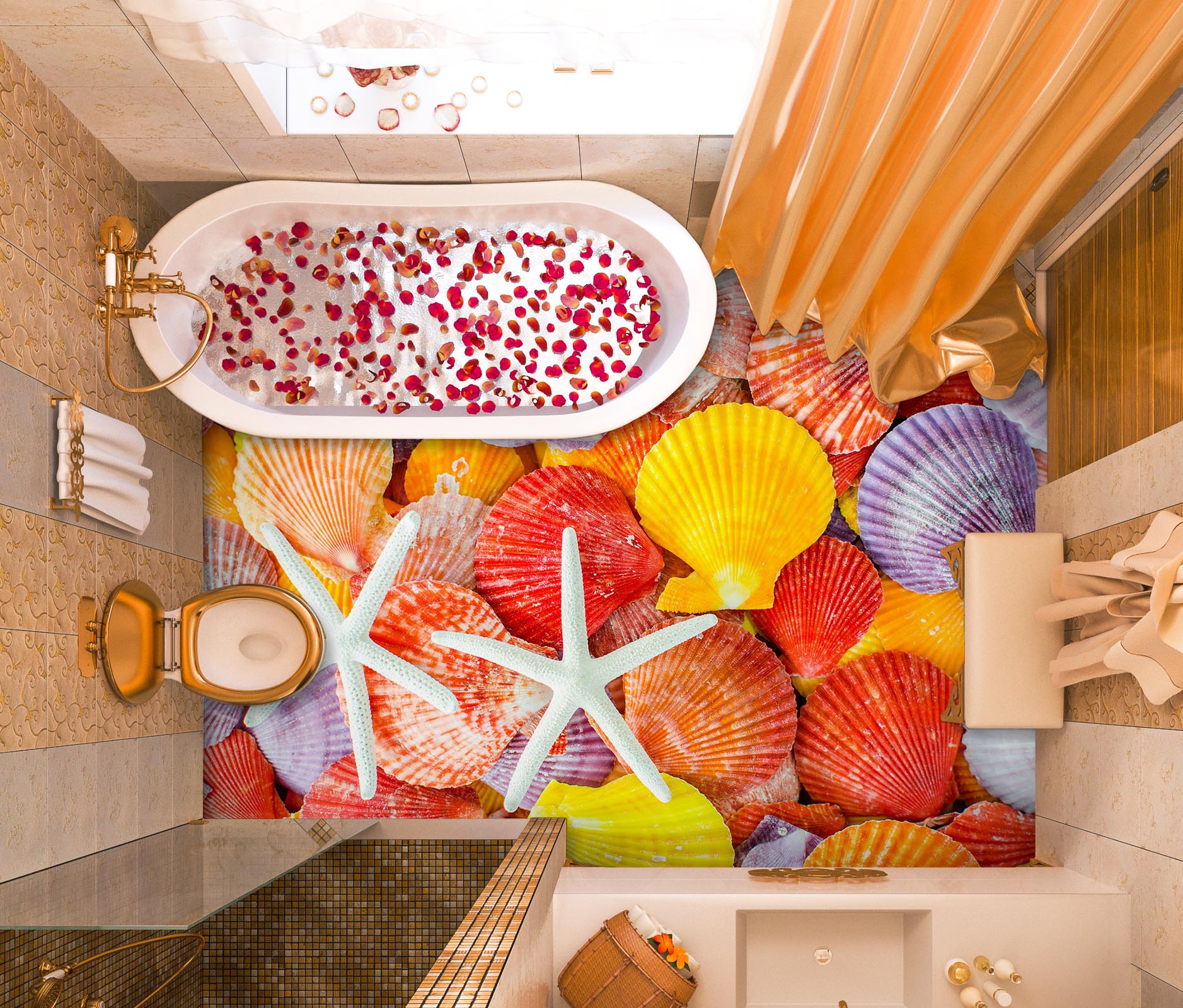 3D Colorful Shells 315 Floor Mural  Wallpaper Murals Rug & Mat Print Epoxy waterproof bath floor