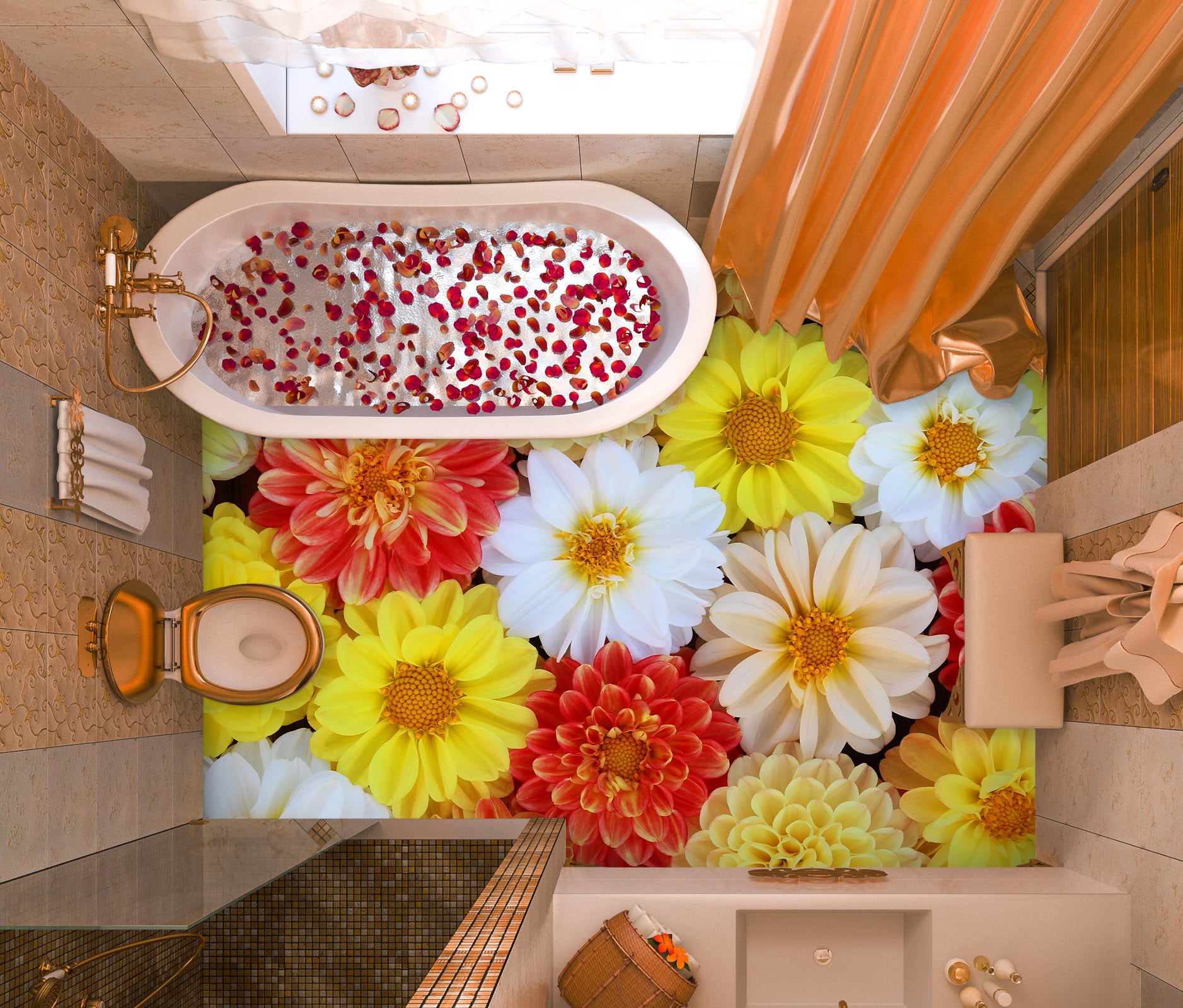 3D Noble Colored Flowers 330 Floor Mural  Wallpaper Murals Rug & Mat Print Epoxy waterproof bath floor