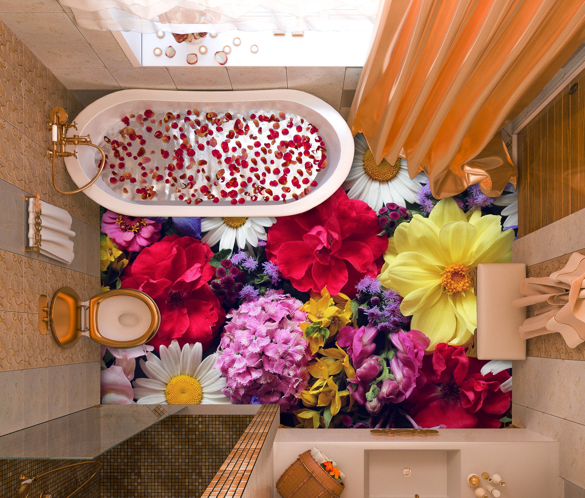 3D Rich Flower Selection 916 Floor Mural
