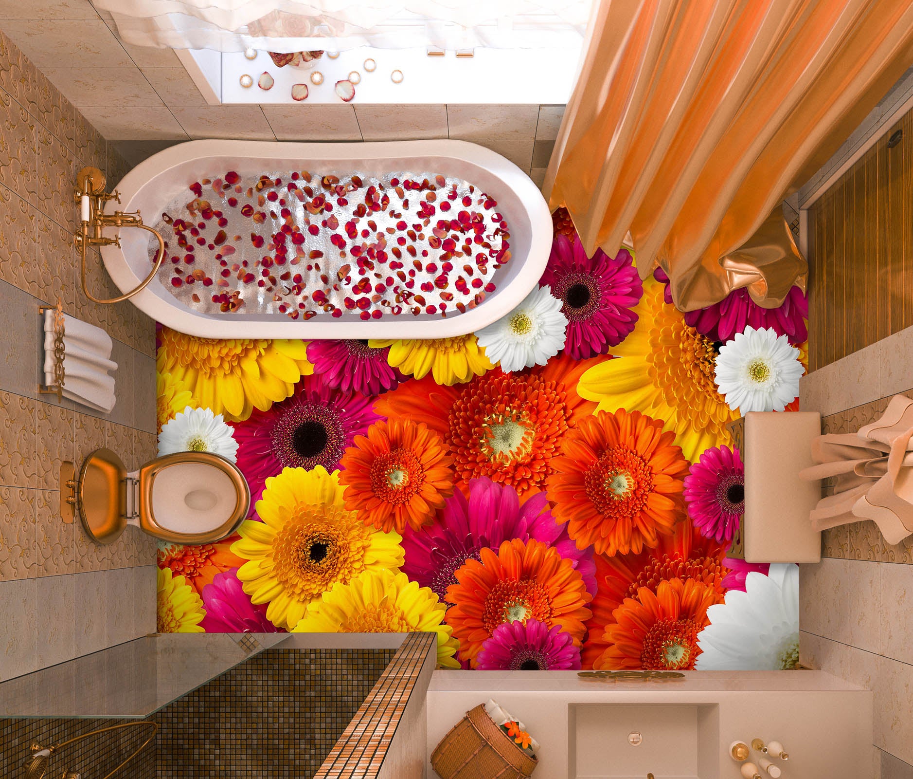 3D Bright Chrysanthemum 320 Floor Mural  Wallpaper Murals Rug & Mat Print Epoxy waterproof bath floor