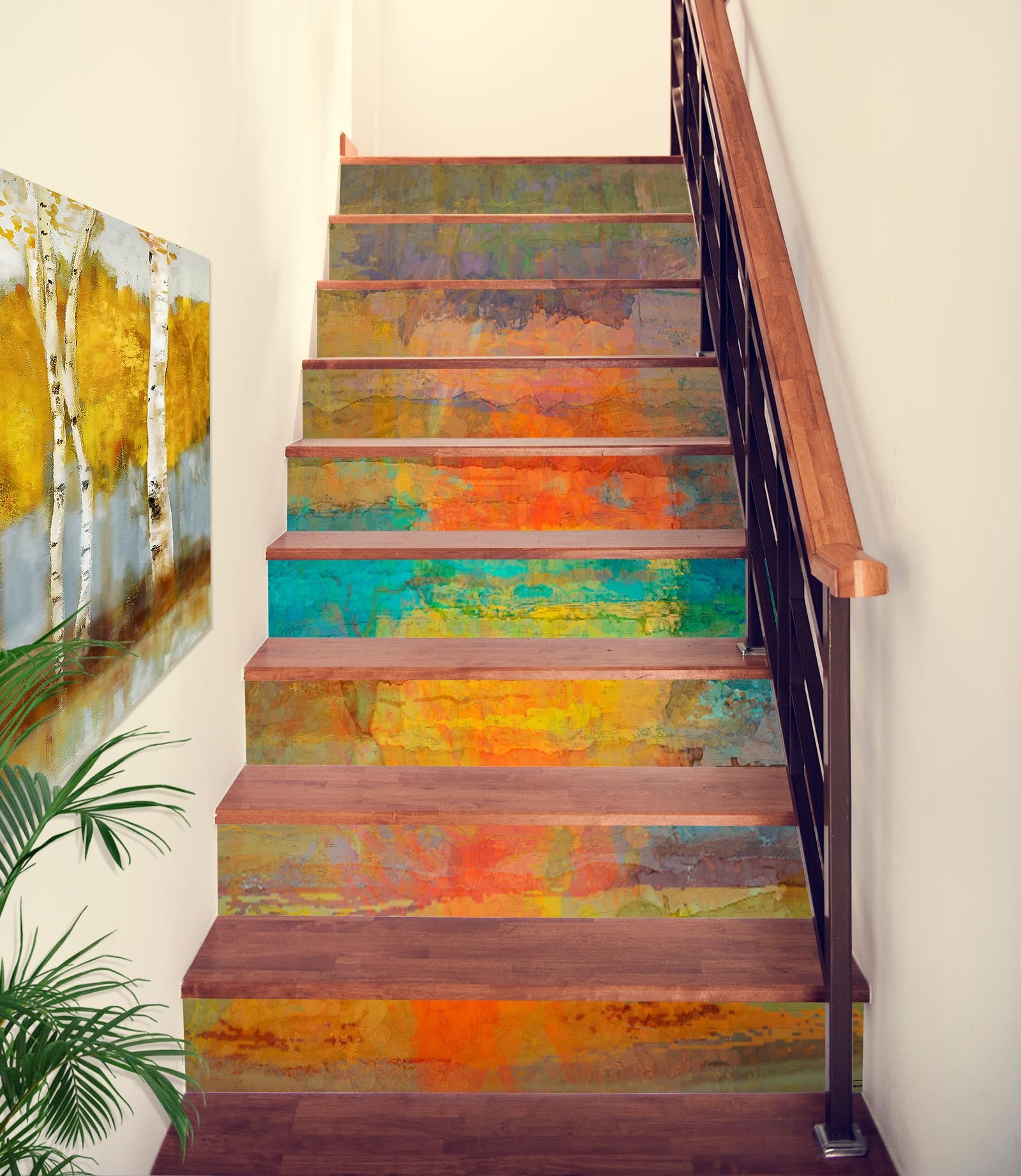 3D Yellow-Green Pigment Pattern 104202 Michael Tienhaara Stair Risers