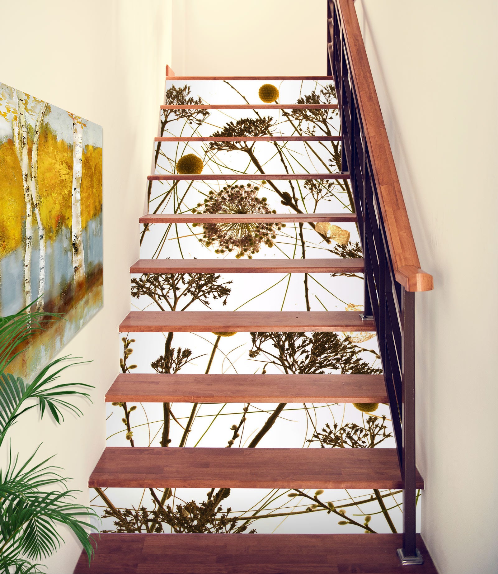 3D Brown Flower Branch 10903 Assaf Frank Stair Risers