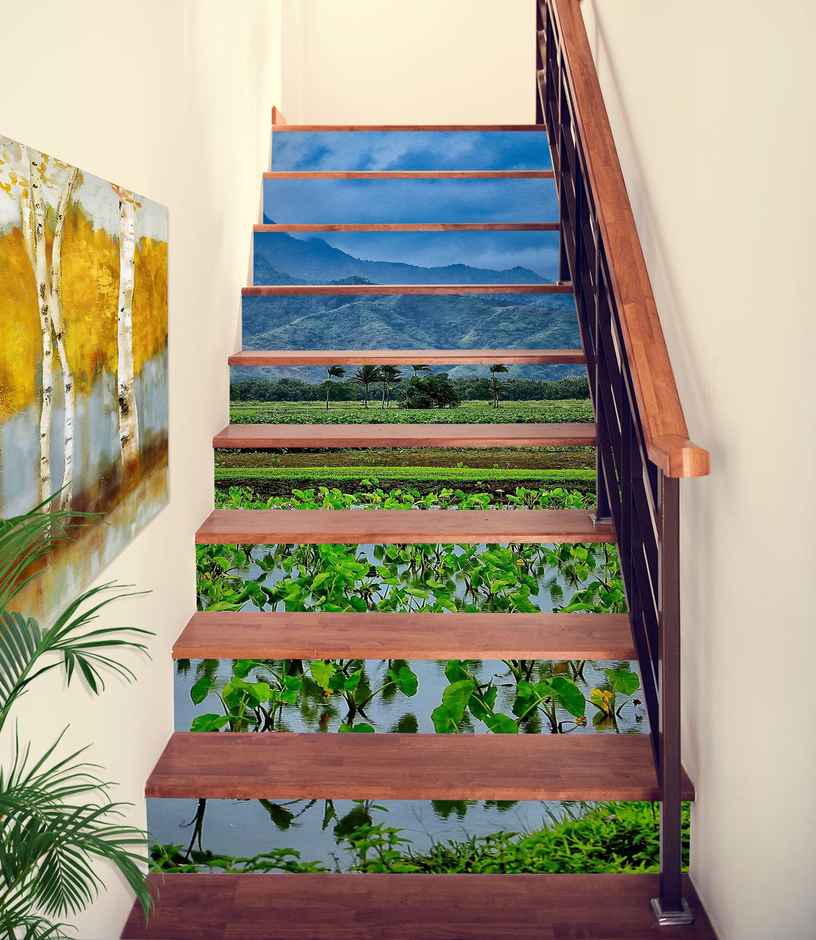 3D Field Paddy Mountains 101104 Kathy Barefield Stair Risers
