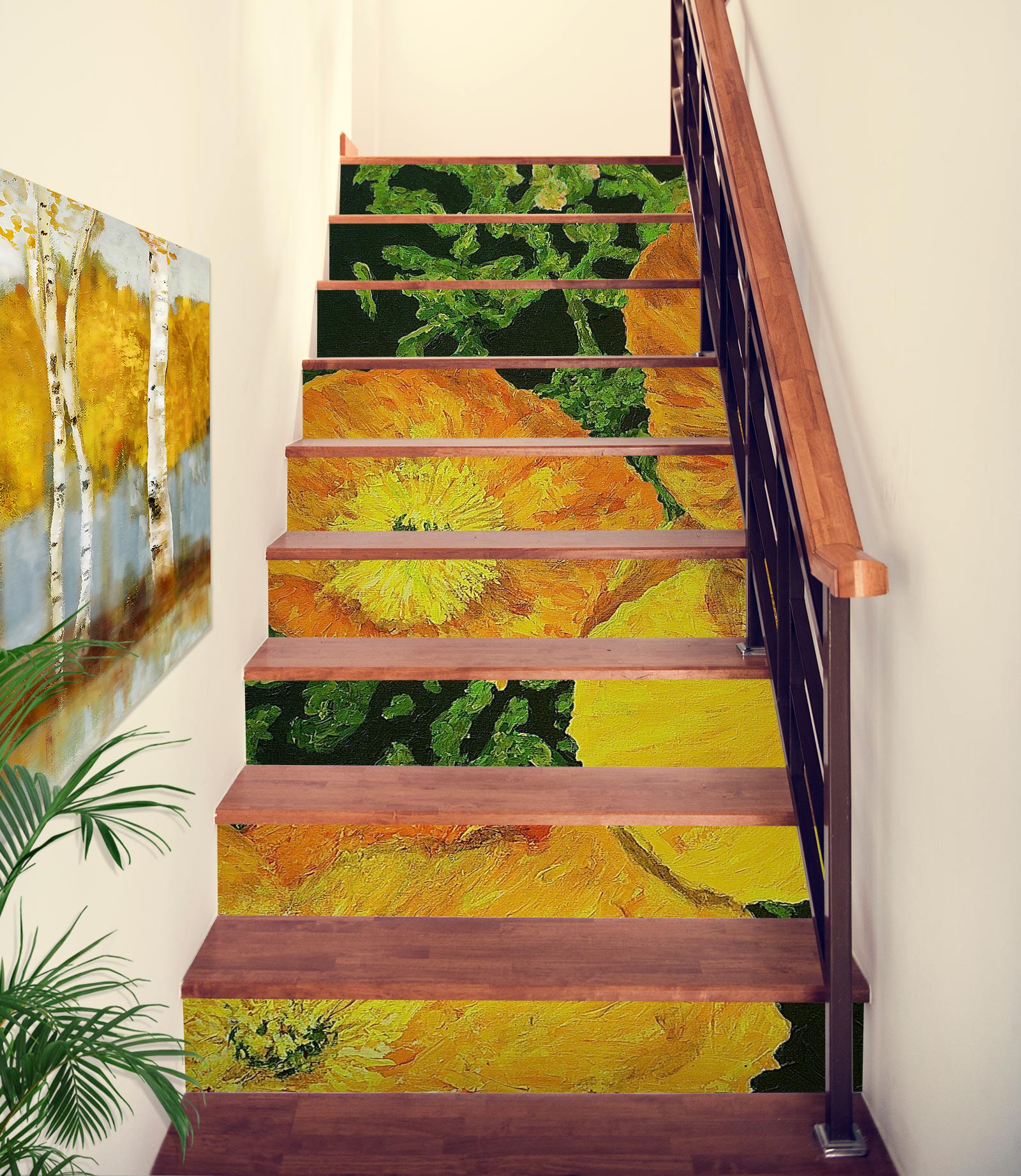 3D Yellow Flowers Oil Painting 89212 Allan P. Friedlander Stair Risers