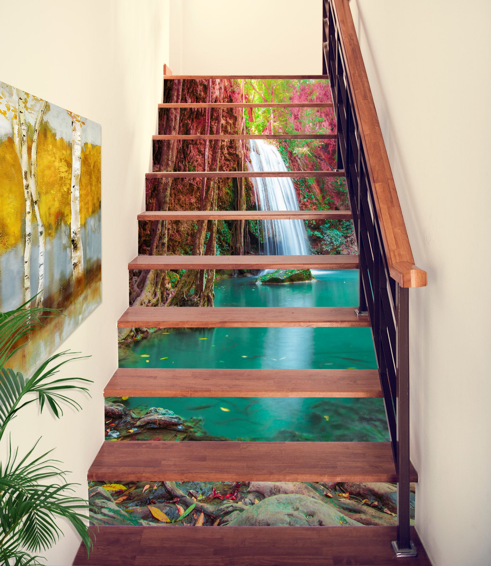 3D Elegant Waterfall 359 Stair Risers