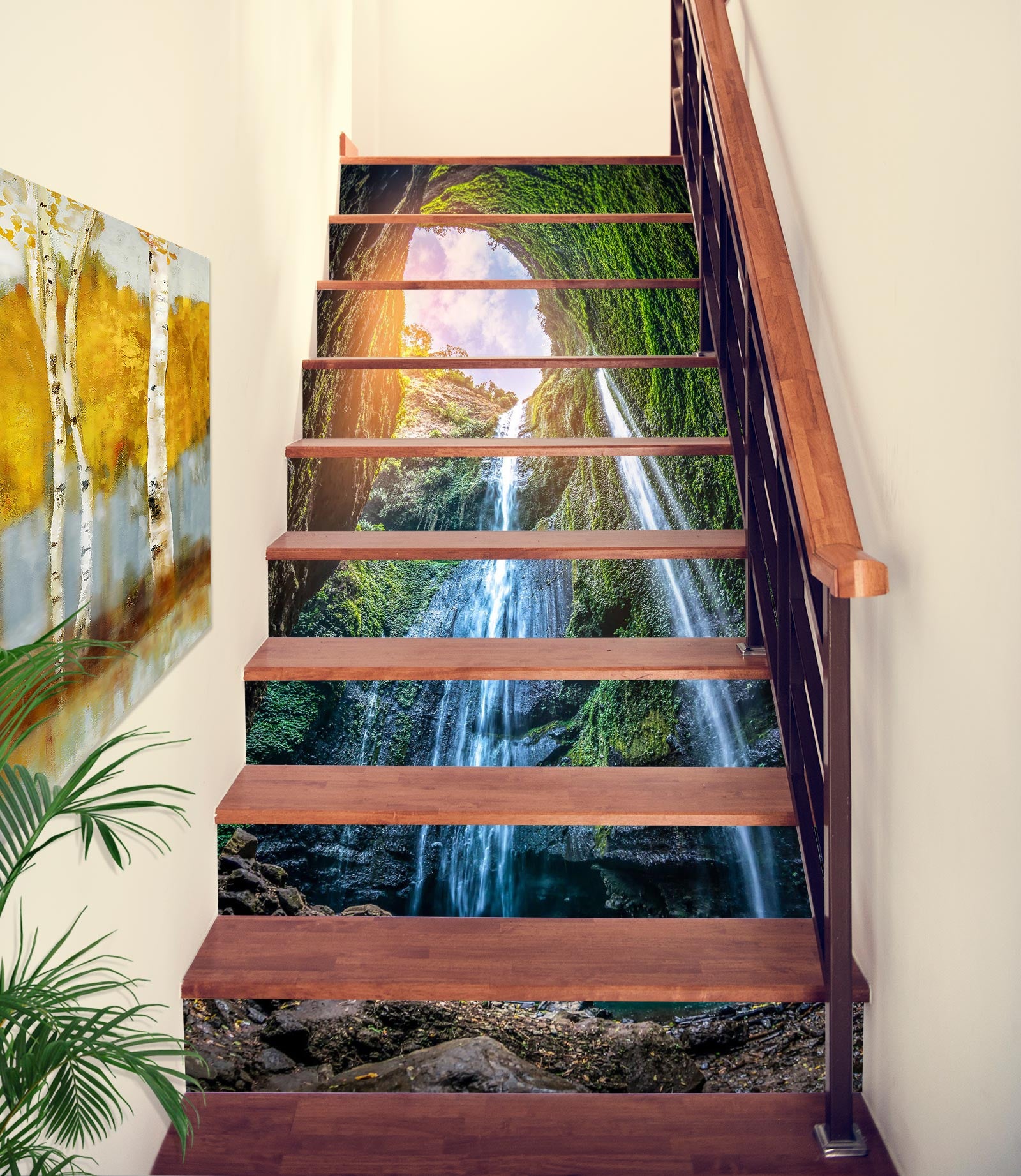 3D Sunshine Mountains And Water 350 Stair Risers
