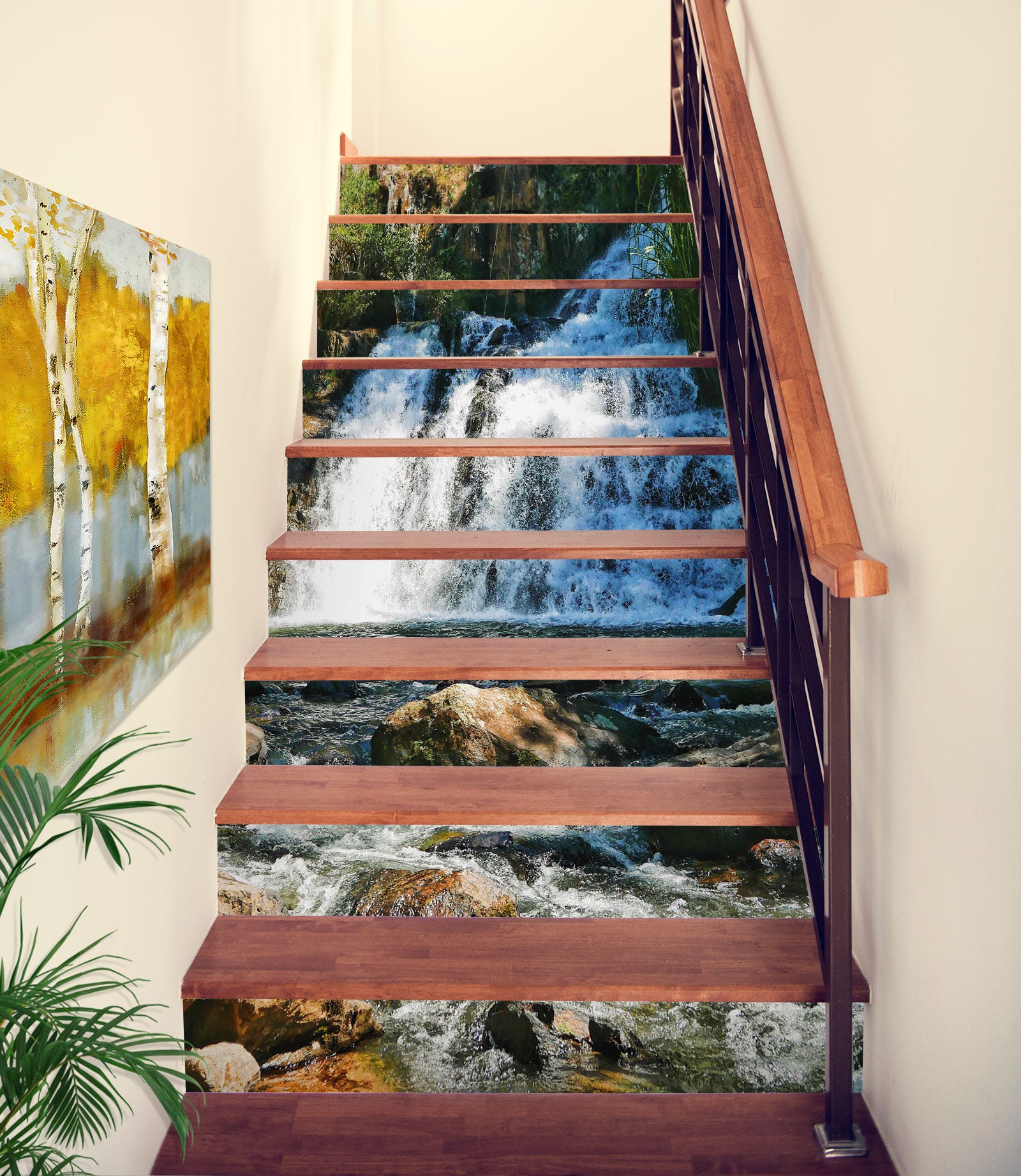3D Simple And Quaint Waterfall 290 Stair Risers