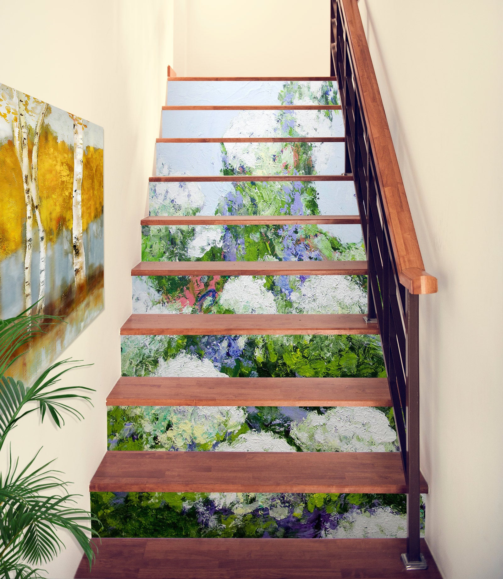 3D White Flower Clump Garden 90111 Allan P. Friedlander Stair Risers