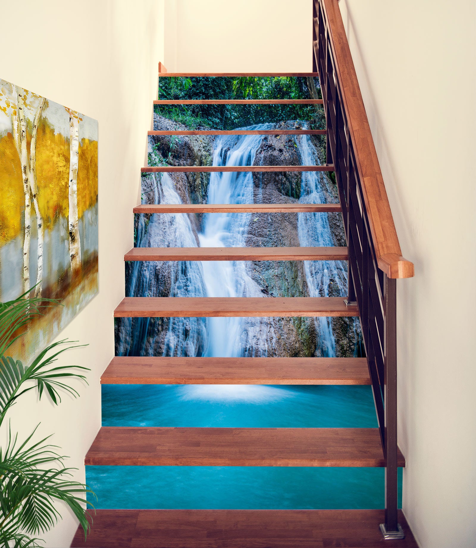3D Qingliang Mountain Waterfall 403 Stair Risers
