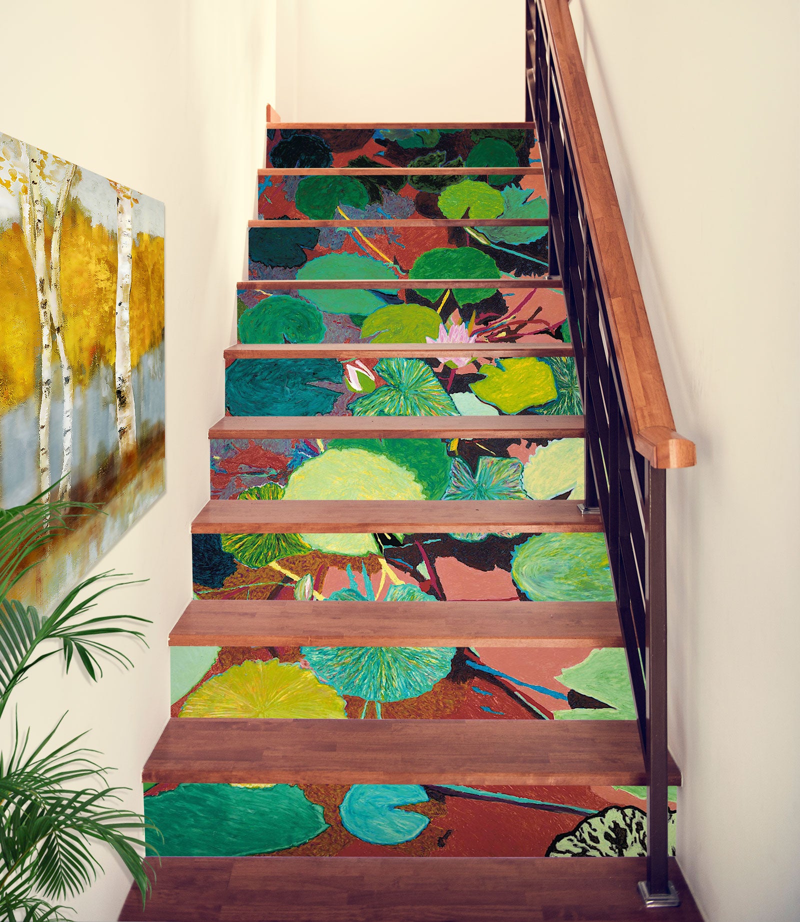 3D Lotus Leaf Painting 90138 Allan P. Friedlander Stair Risers