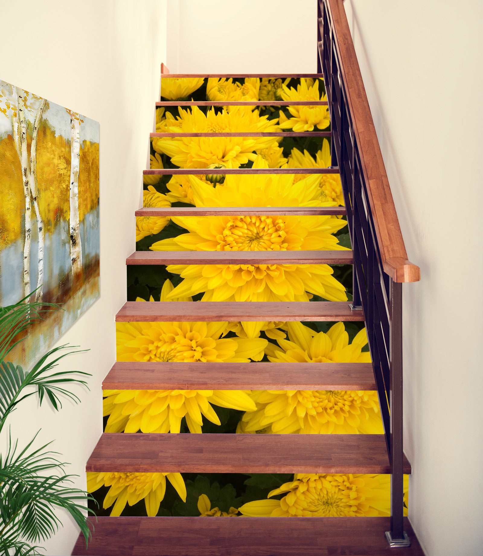 3D Showy Yellow Flowers 530 Stair Risers