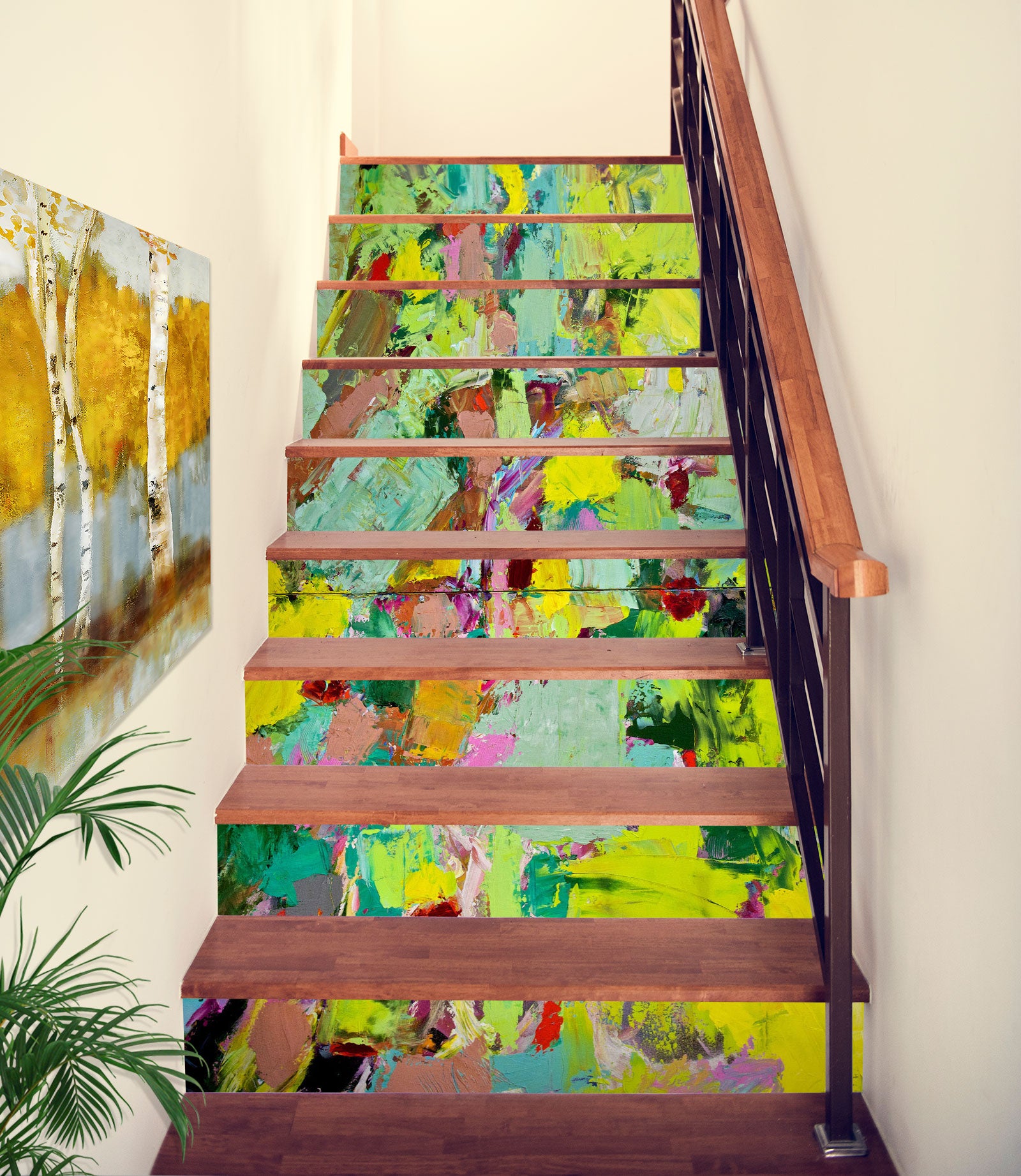 3D Green Color Oil Painting Pattern 9026 Allan P. Friedlander Stair Risers