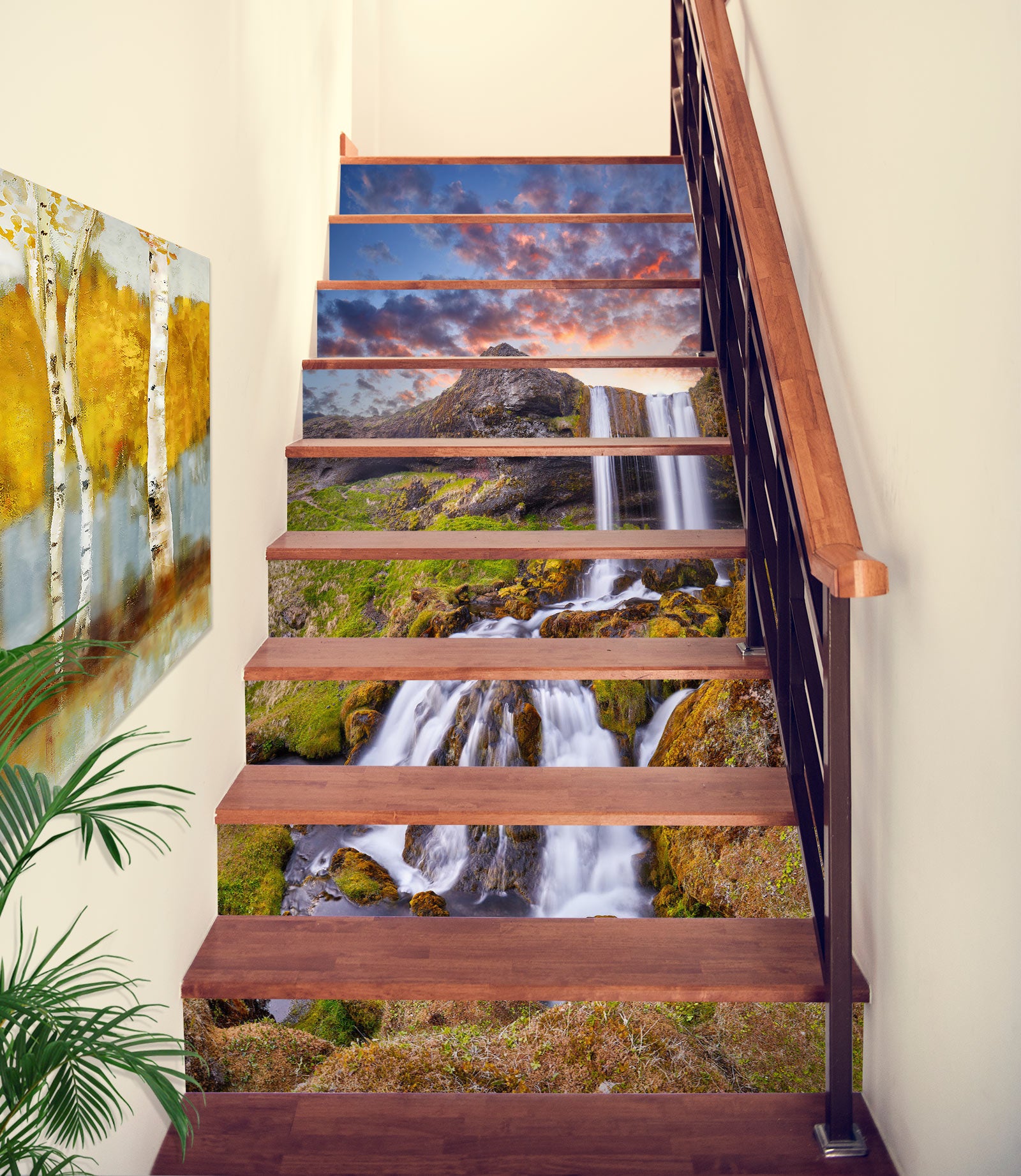 3D Magnificent Beautiful Waterfall 385 Stair Risers