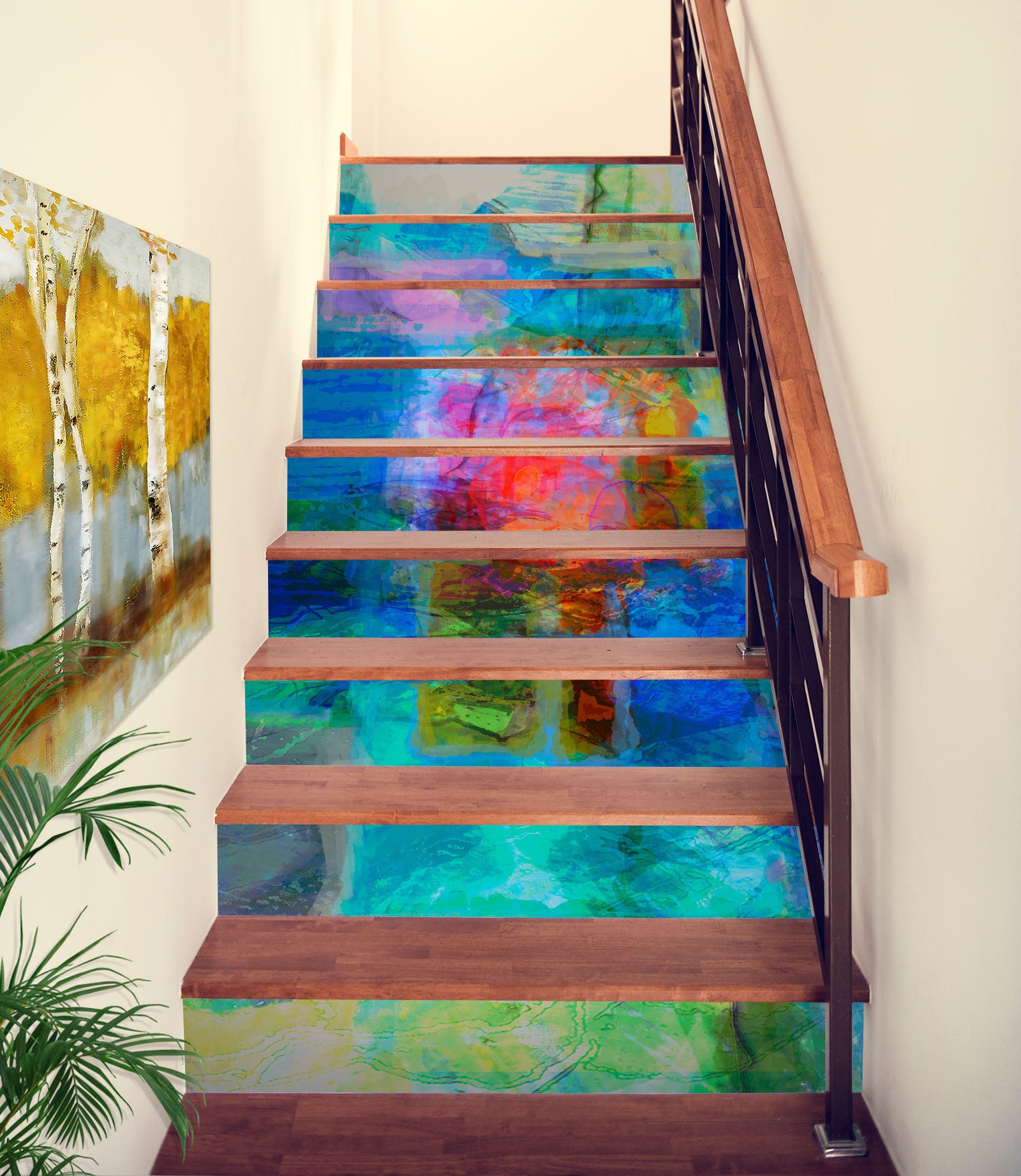 3D Blue Red Paint Texture 104185 Michael Tienhaara Stair Risers