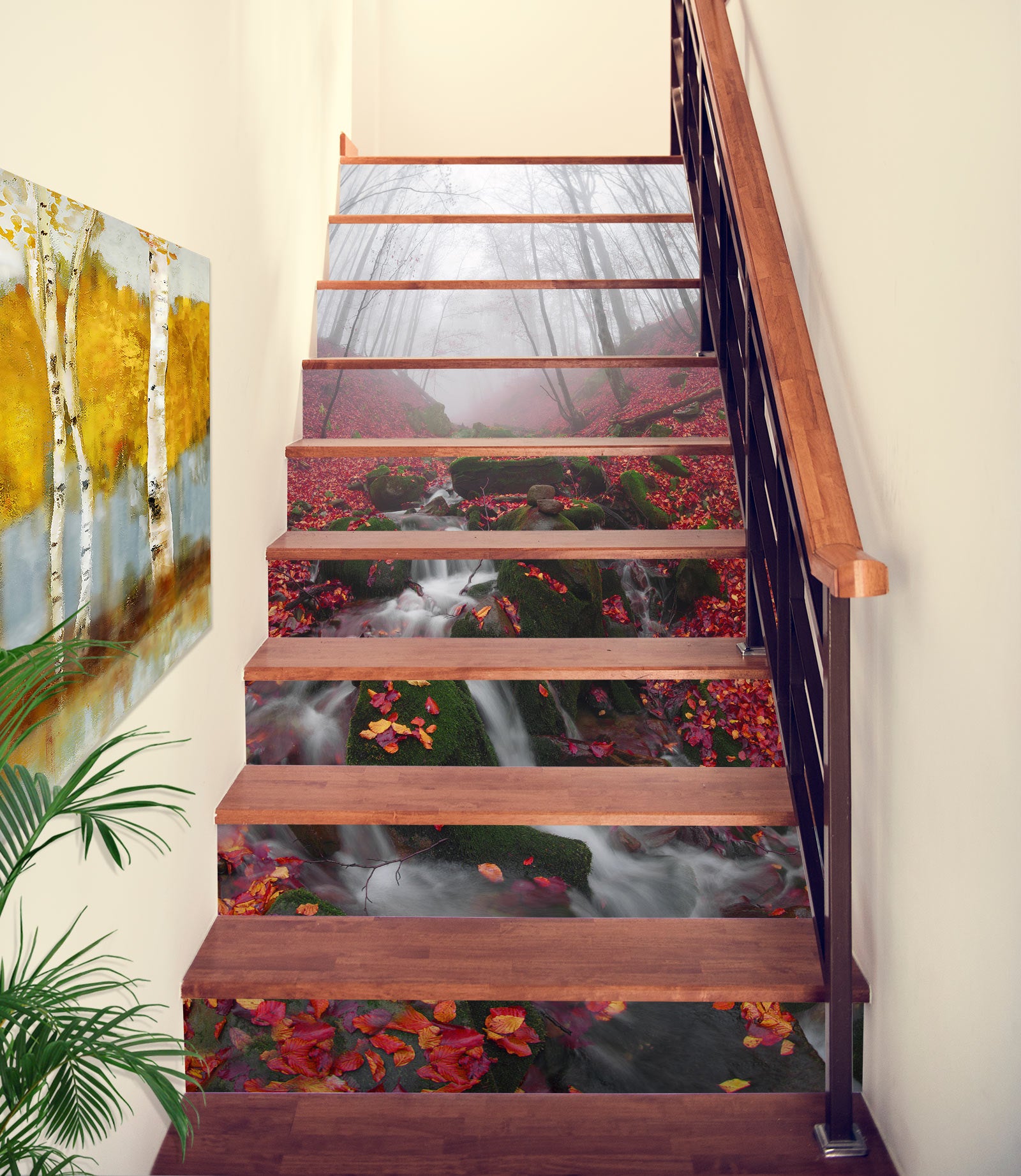 3D Red Leaves 265 Stair Risers
