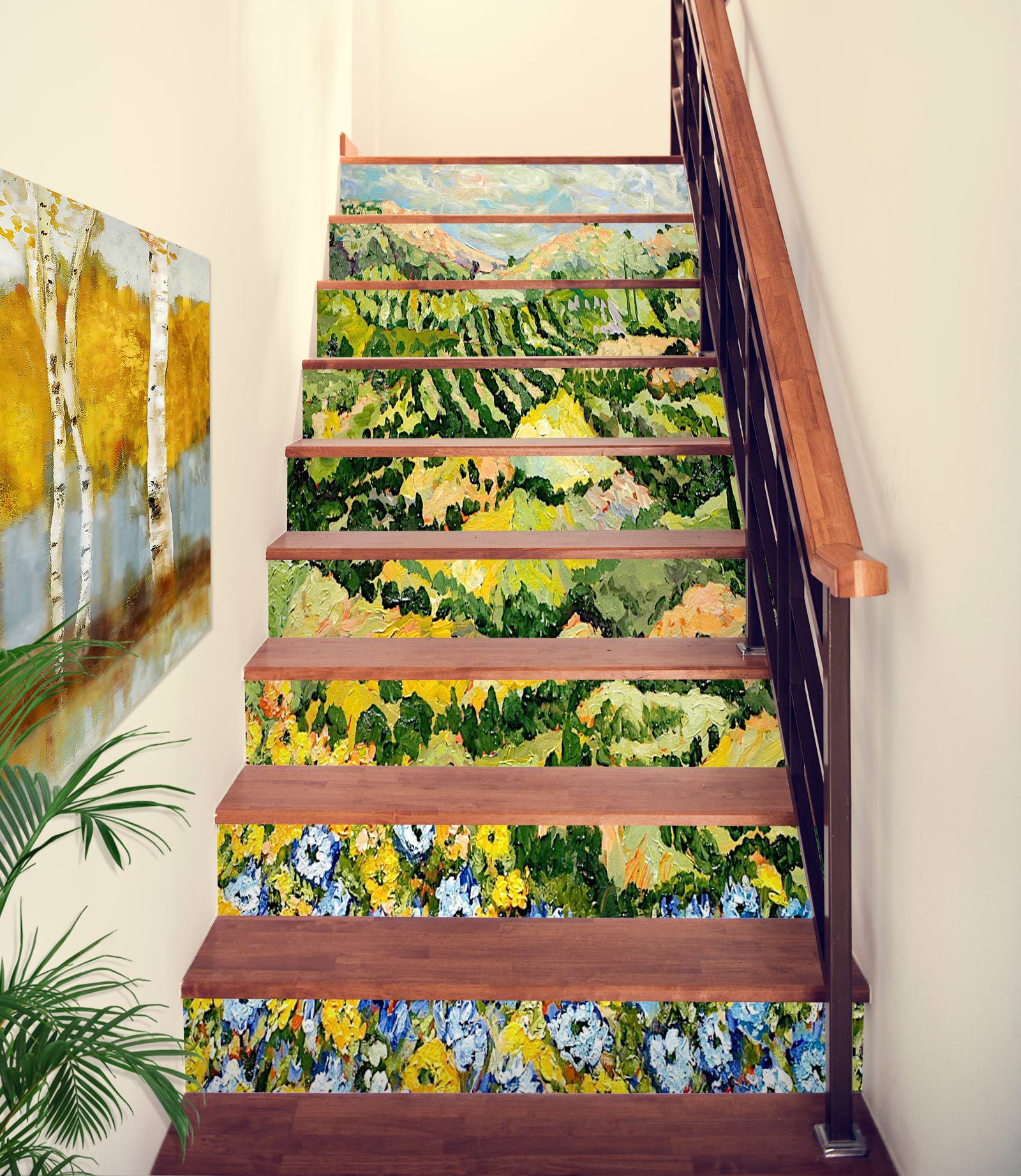 3D Yellow Flower Field Pattern 89164 Allan P. Friedlander Stair Risers