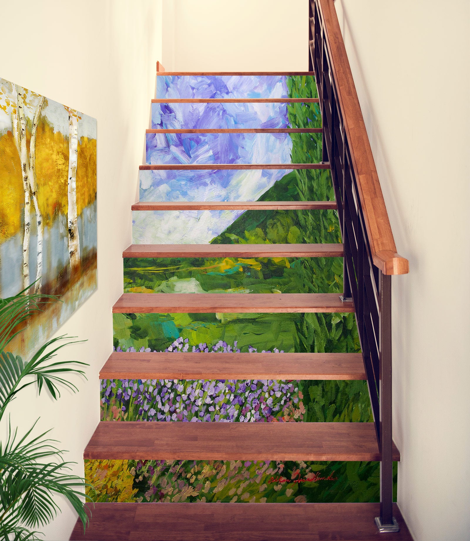 3D Meadow Purple Flower Hillside 90103 Allan P. Friedlander Stair Risers