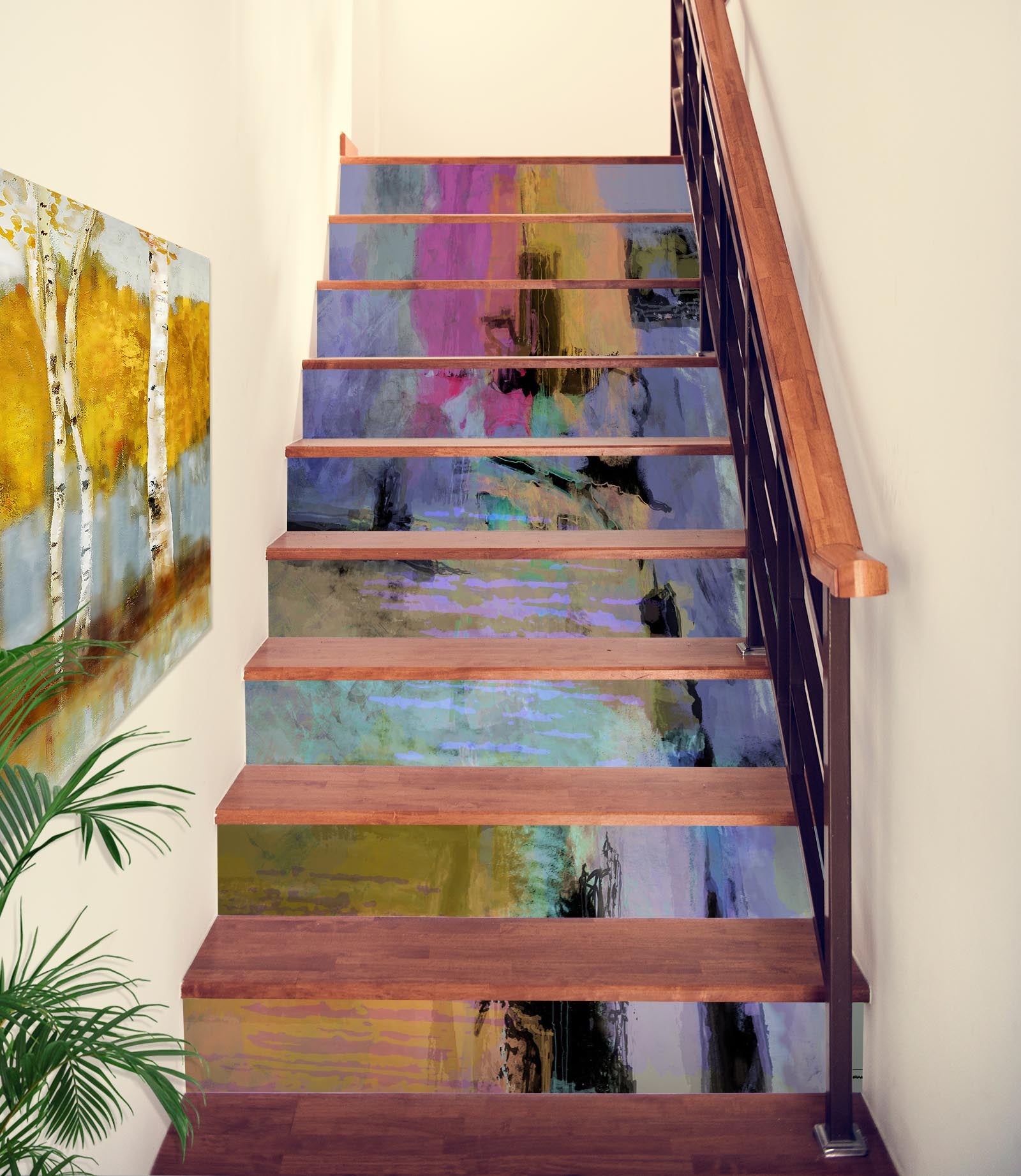 3D Color Paint Brush Pattern 104195 Michael Tienhaara Stair Risers