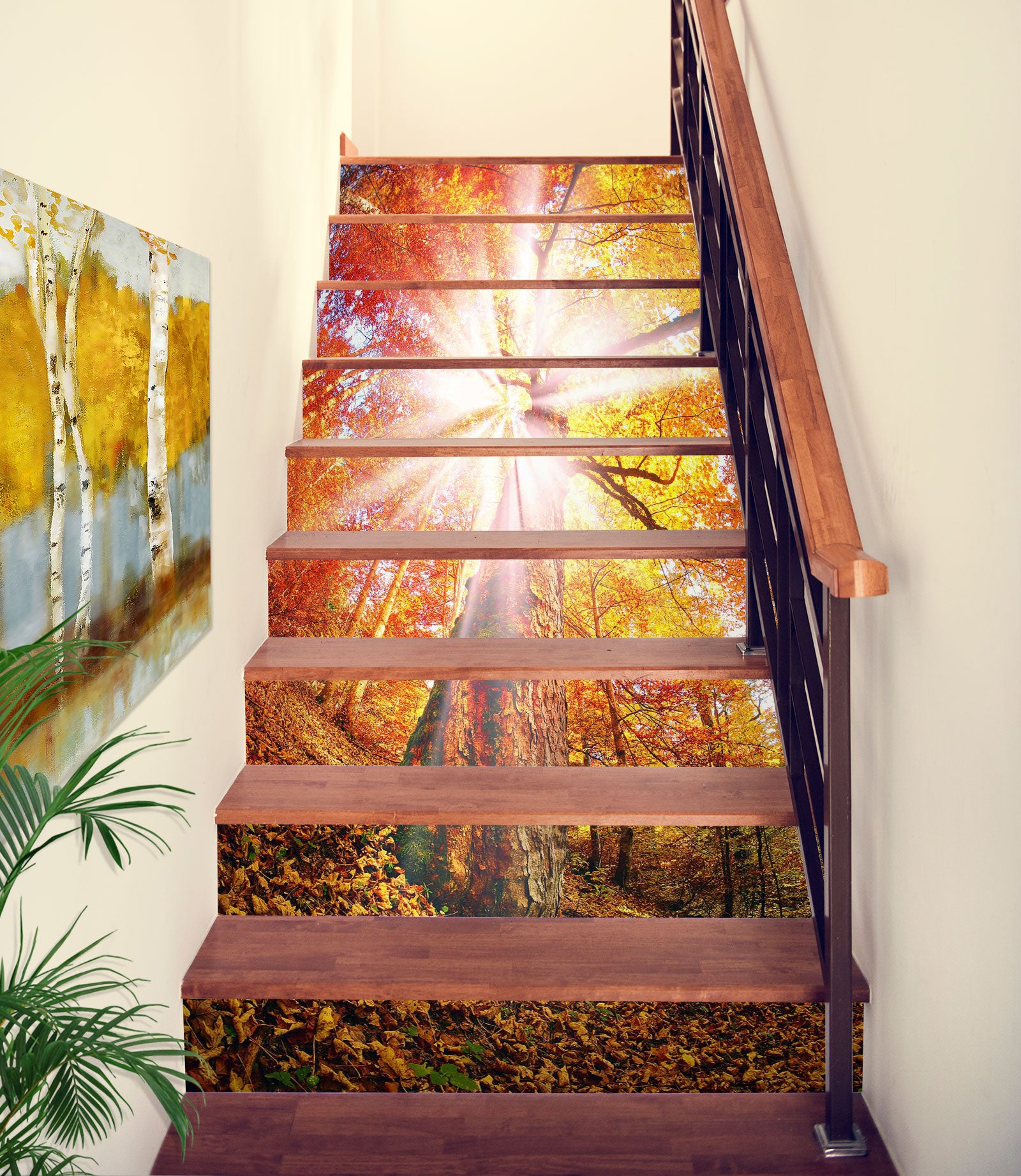 3D Daylight And Autumn Forest 318 Stair Risers