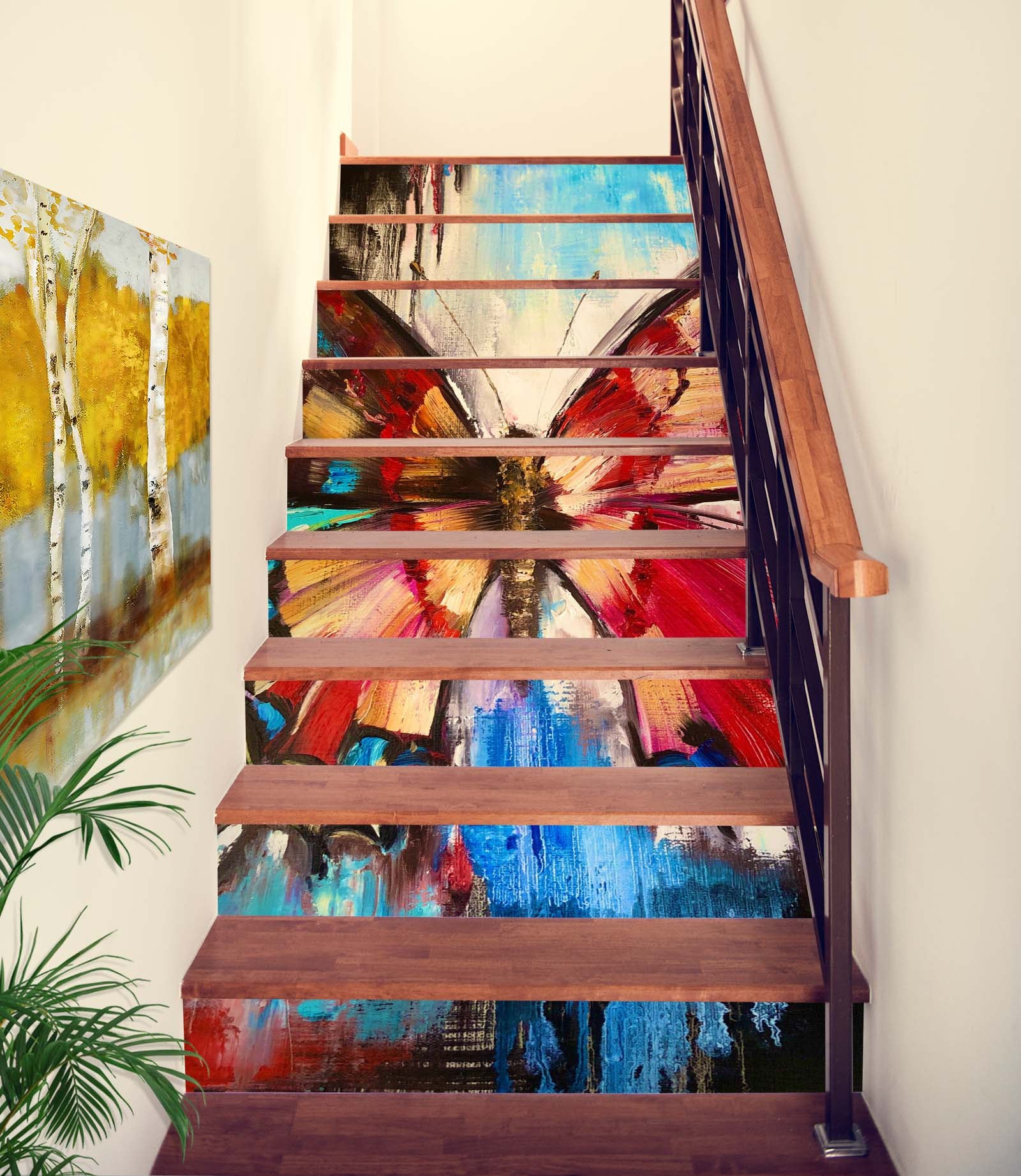 3D Red Painted Butterfly 2152 Skromova Marina Stair Risers