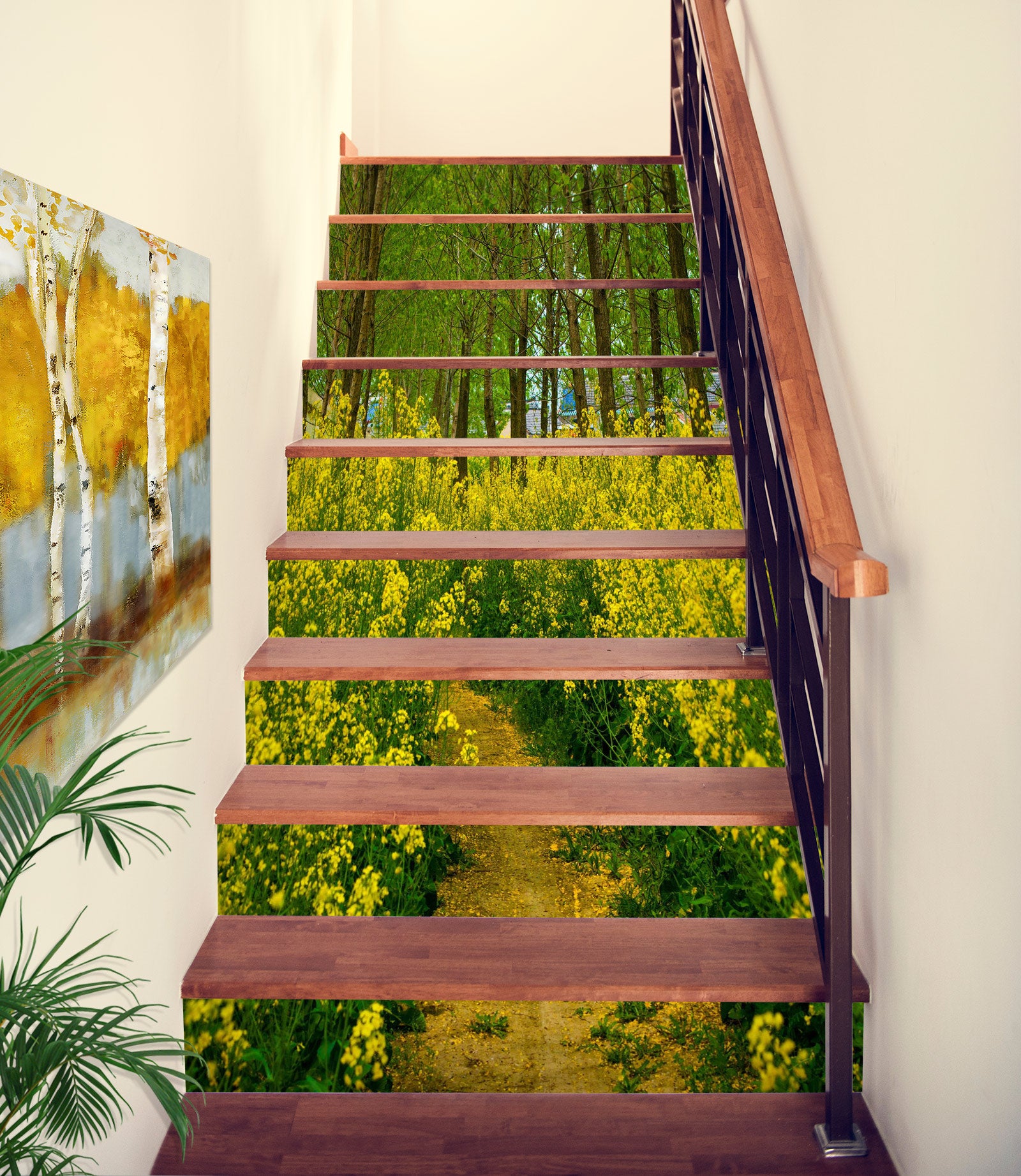 3D Yellow Rape Blossoms 301 Stair Risers