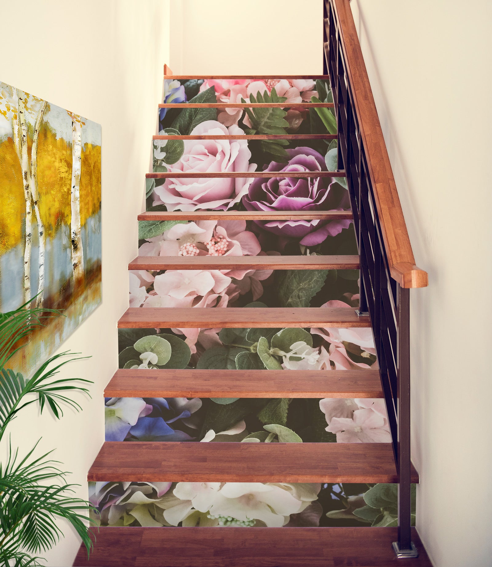 3D Dip And Elegant Roses 456 Stair Risers