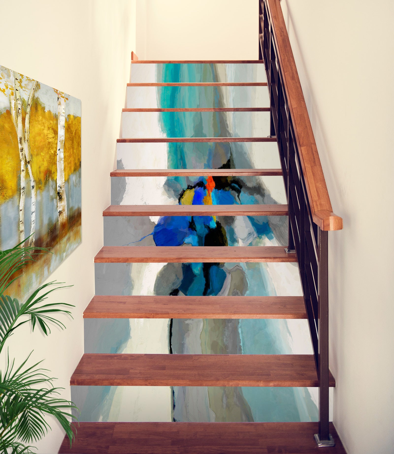 3D Blue Paint Texture 9453 Michael Tienhaara Stair Risers