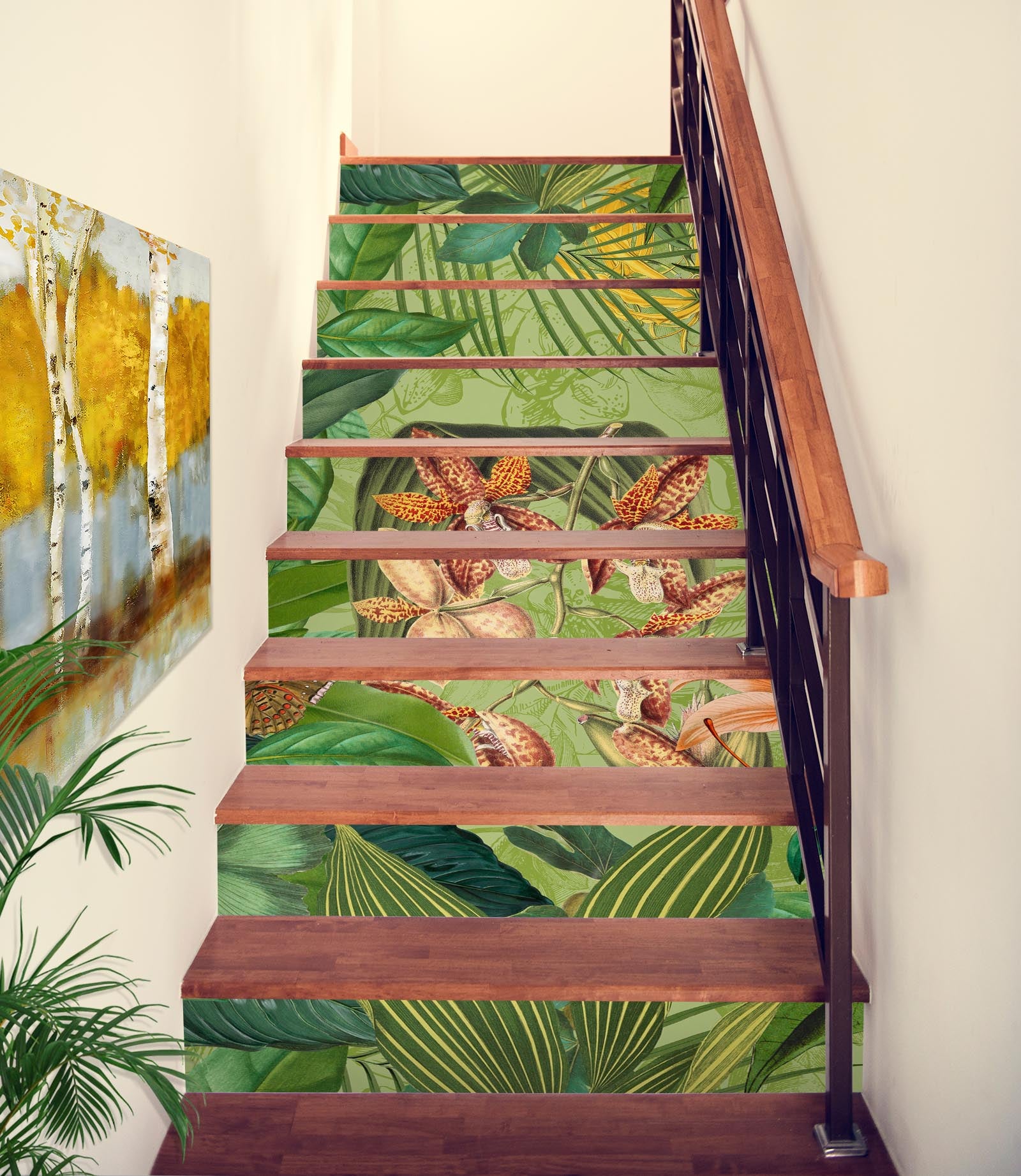 3D Flowers Leaves Pattern 109194 Andrea Haase Stair Risers