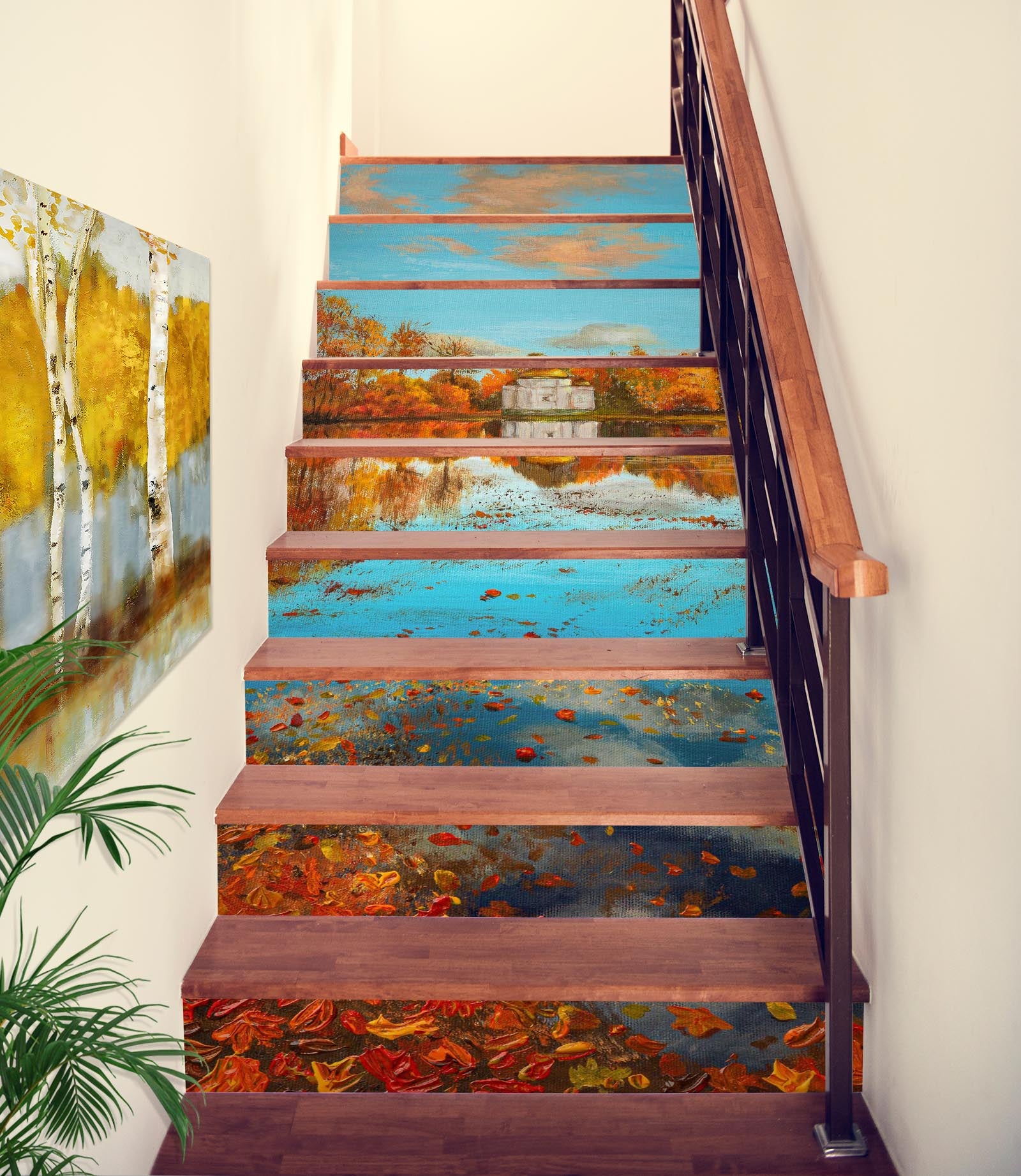 3D Lake Fallen Leaves 8809 Marina Zotova Stair Risers