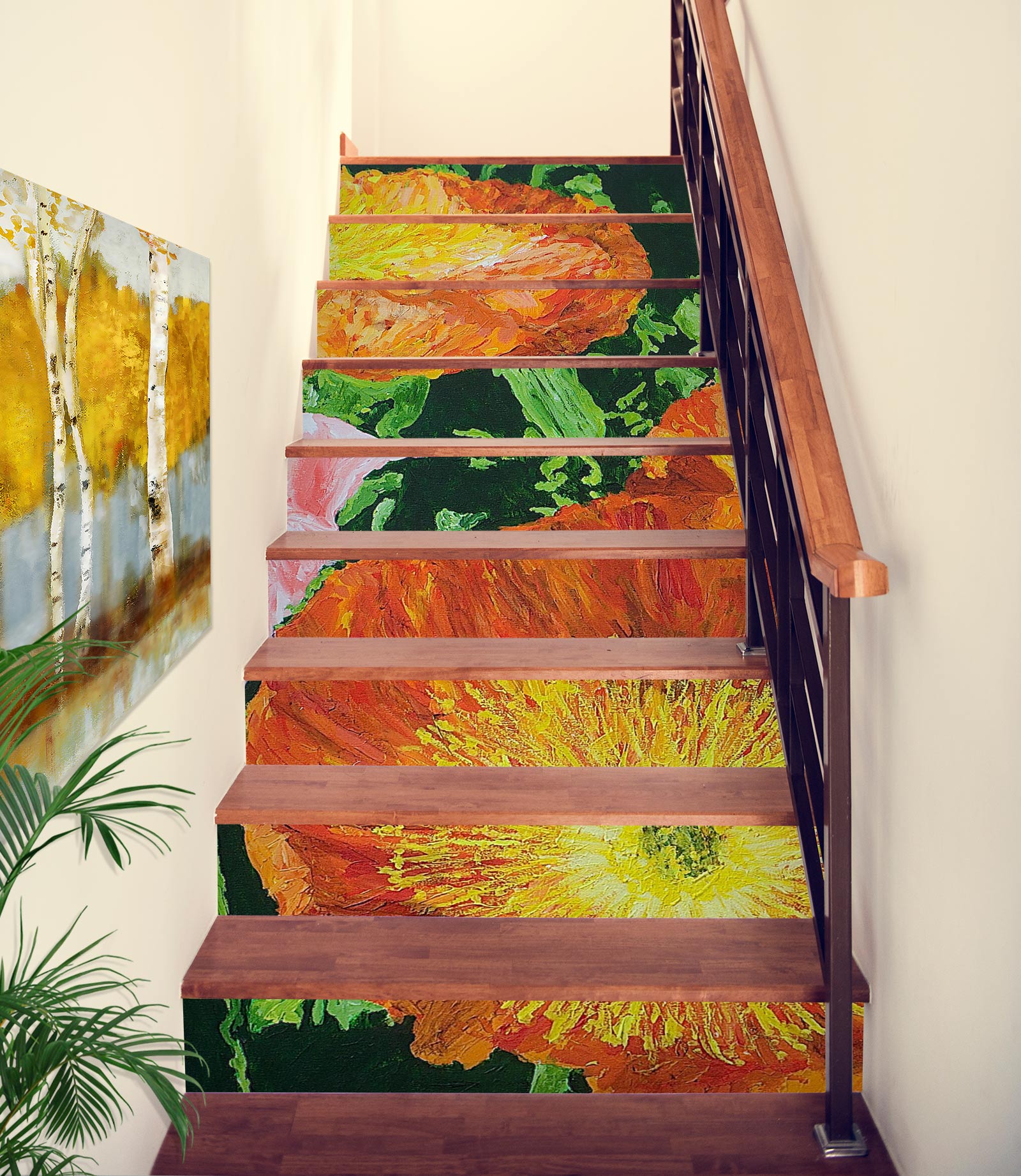 3D Flower Red Oil Painting 89211 Allan P. Friedlander Stair Risers