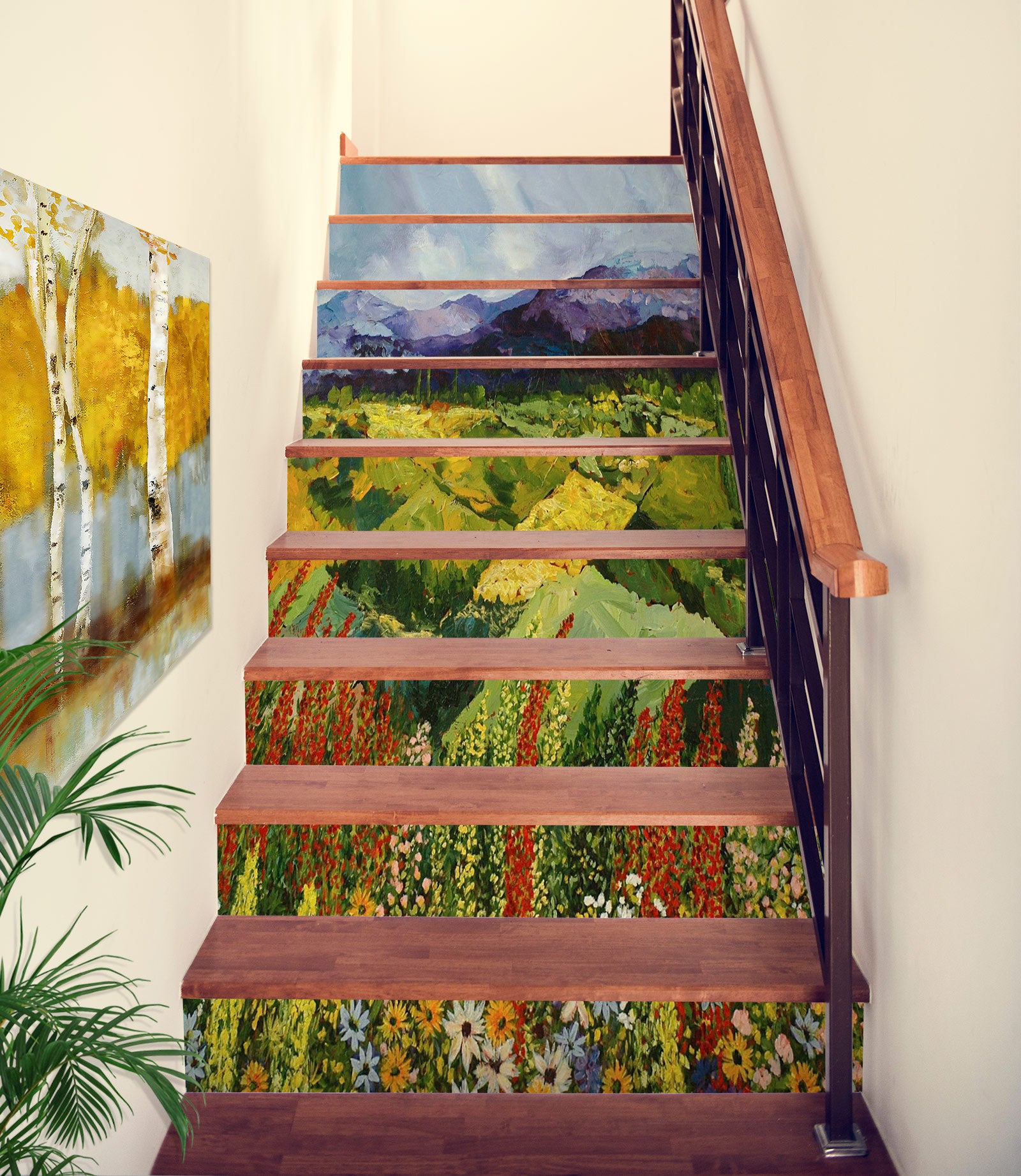 3D Field Red Yellow Flowers 89173 Allan P. Friedlander Stair Risers