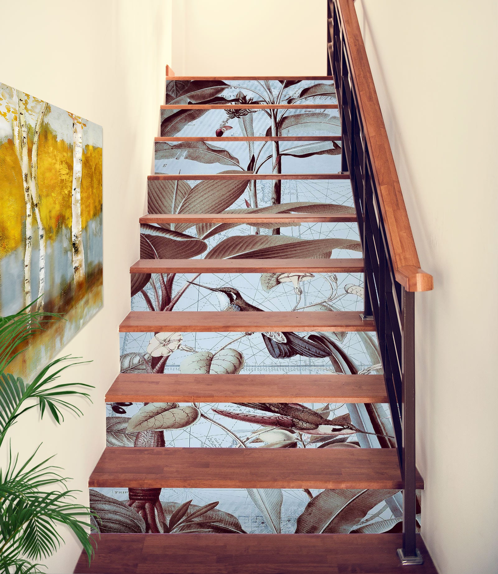 3D Bird Leaves Trees 104123 Andrea Haase Stair Risers