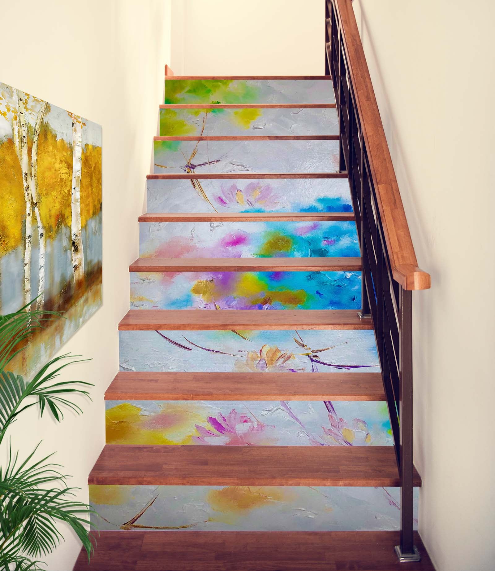 3D Watercolor Flowers 2200 Skromova Marina Stair Risers