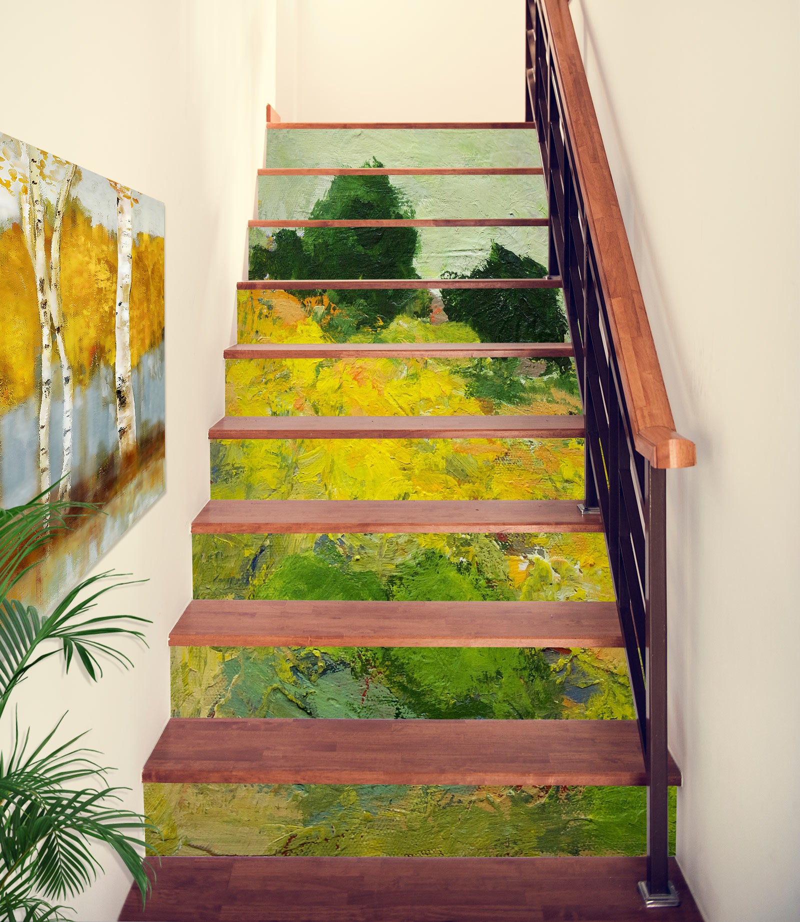3D Yellow-Green Clump Oil Painting 9070 Allan P. Friedlander Stair Risers